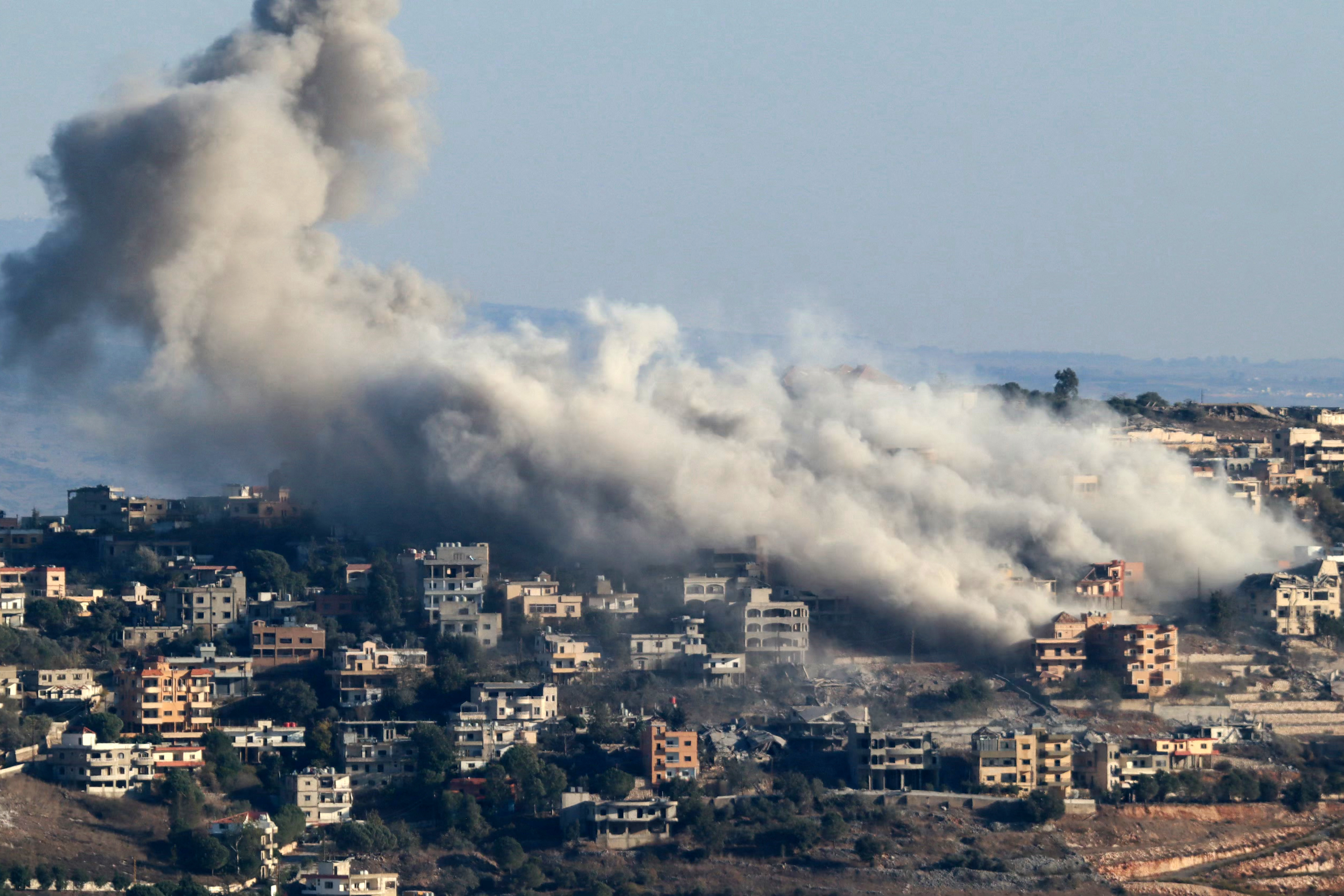 Smoke rises from the site of an Israeli airstrike that targeted the southern Lebanese border village of Khiam on October 20, 2024, amid the ongoing war between Israel and Hezbollah. Photo / AFP