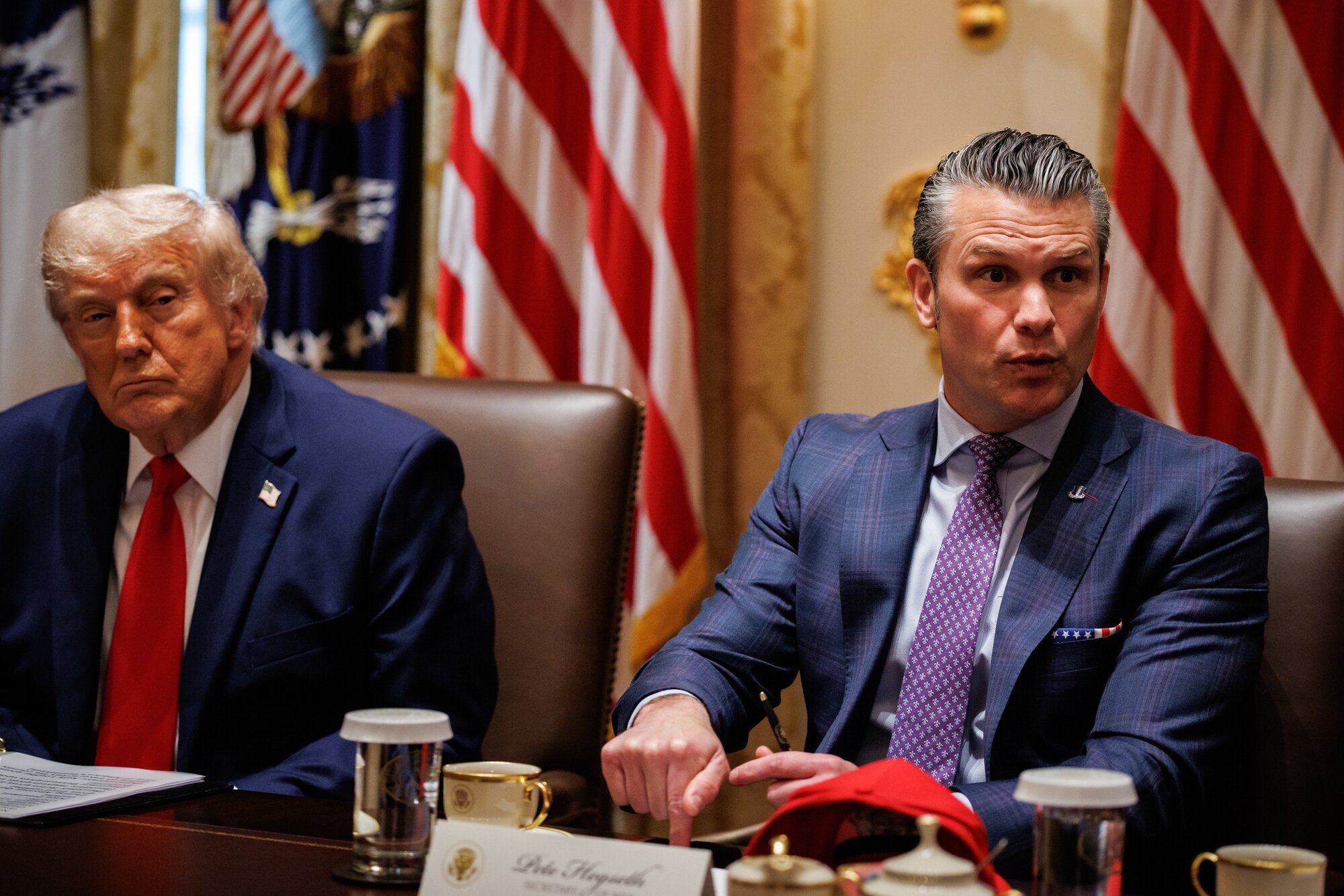 US Secretary of Defence Pete Hegseth (right) pictured with US President Donald Trump. Photo / Getty Images 