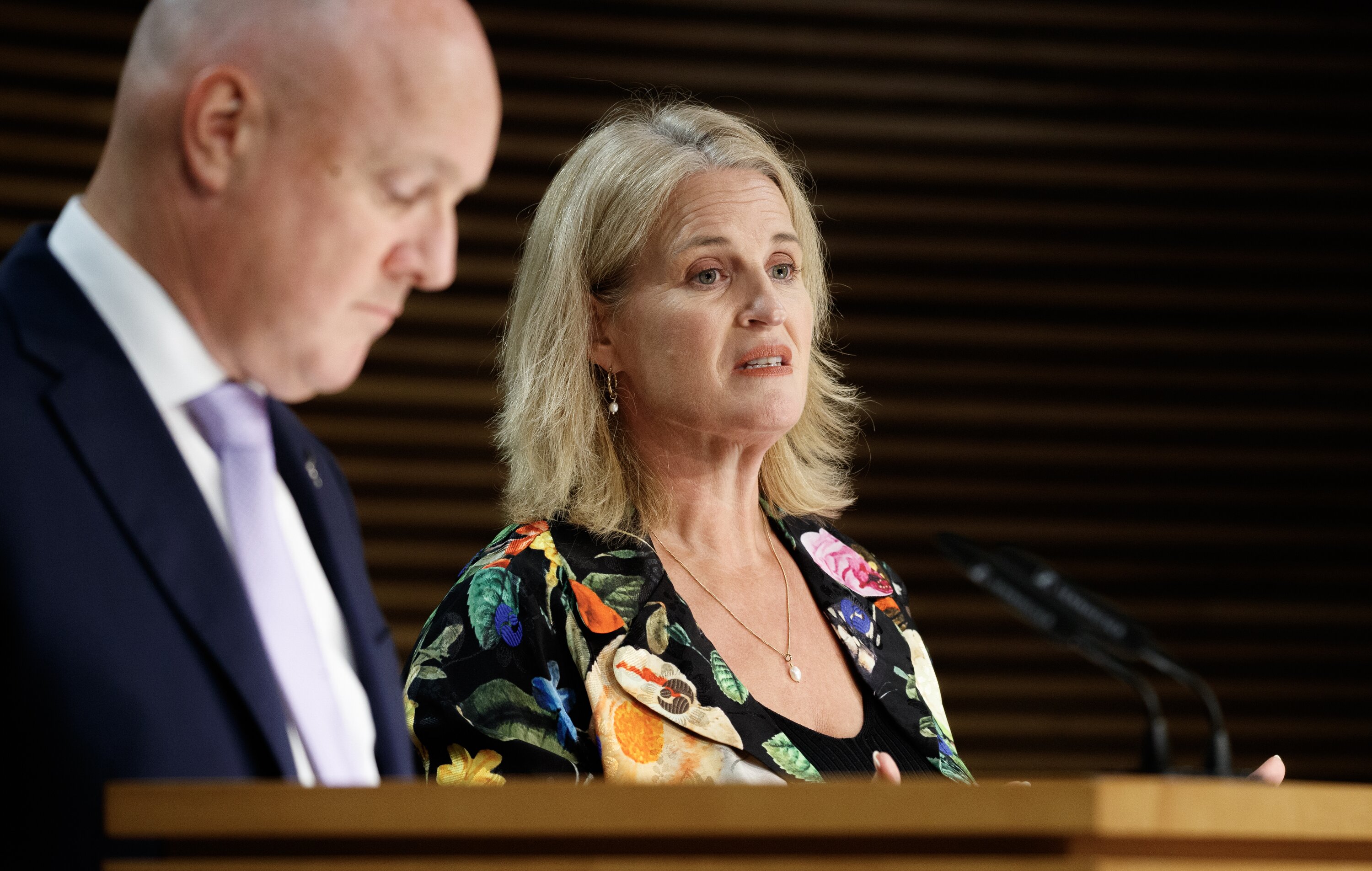 Prime Minister Christopher Luxon (left) and Social Development and Employment Minister Louise Upston. Photo / Mark Mitchell