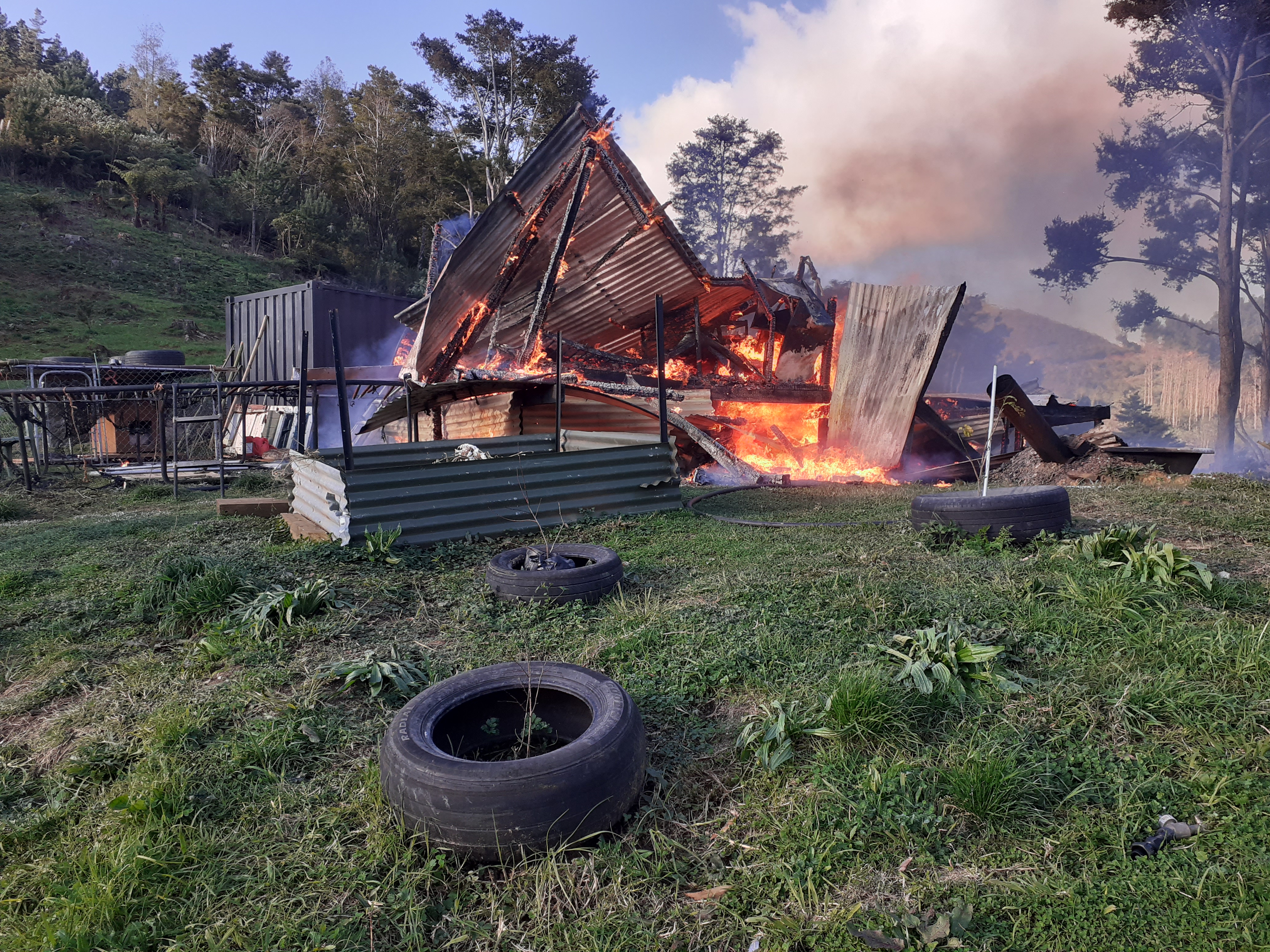 James O'Neil said all he could do was watch as flames destroyed his family's home in Peria.