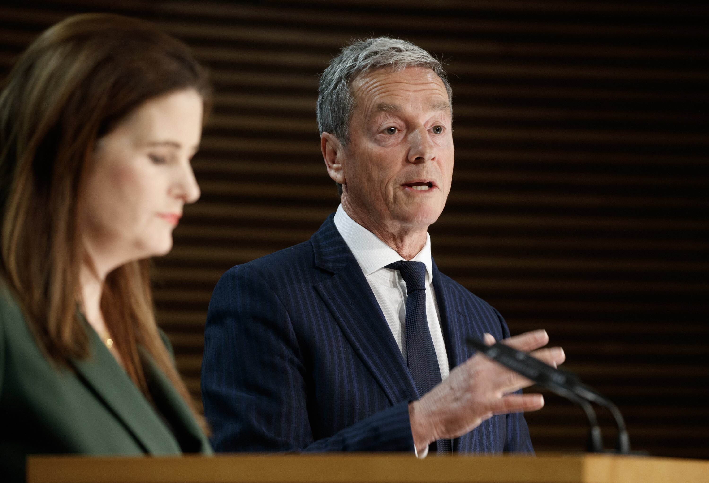 Finance Minister Nicola Willis and Commerce and Consumer Affairs Minister Andrew Bayly, who wants to put a stop to