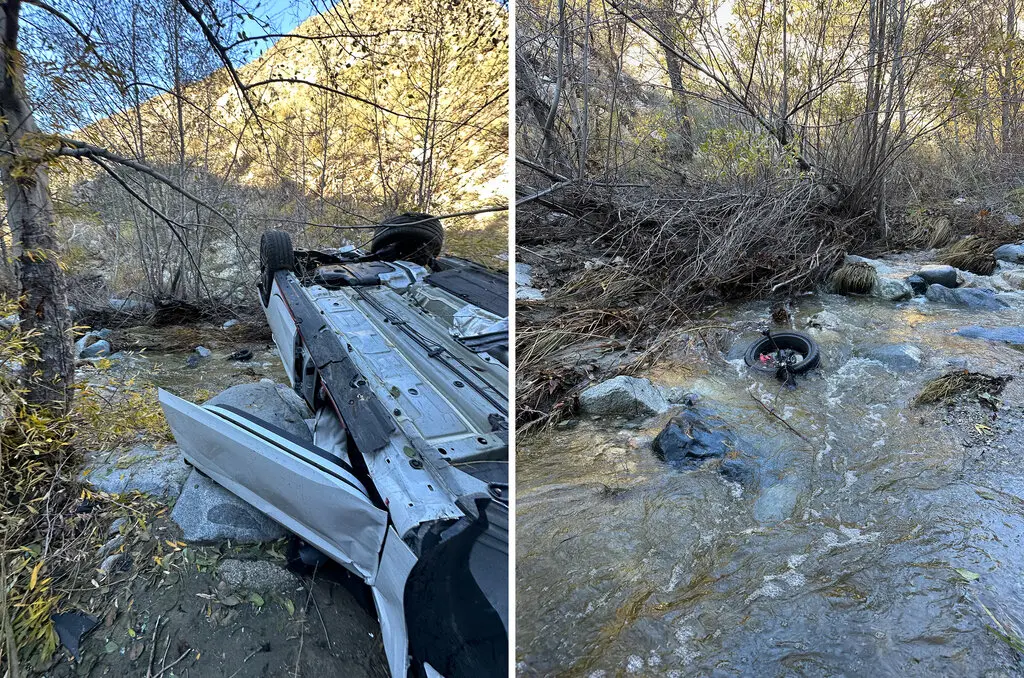 Photos taken by Fields showed the aftermath of the crash. She said she remembered Mr. Zelada’s telling her as the car fell: “We’re OK. We’re OK. We’re OK. .Photo / Cloe Fields 