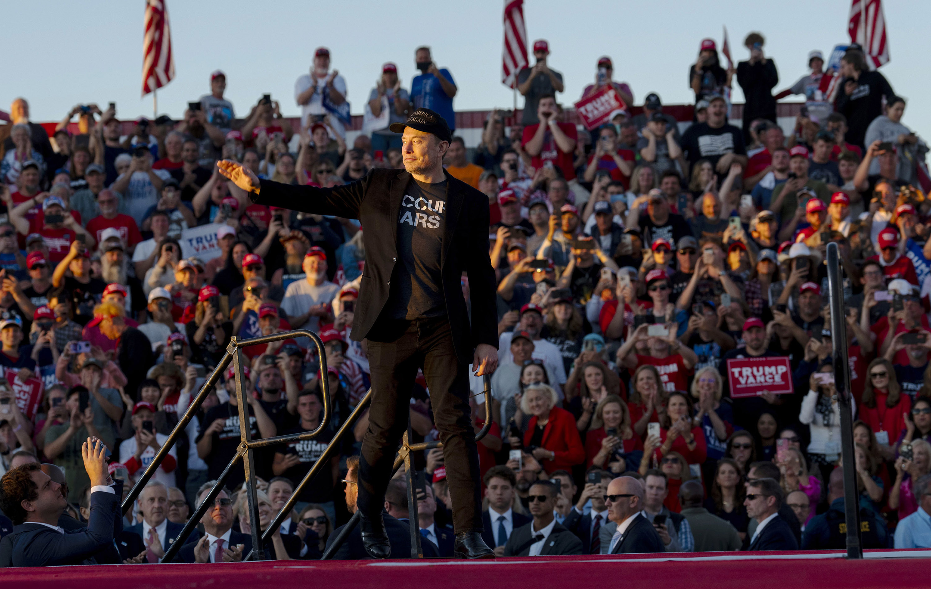 Musk pushed boundaries with some of his tactics, including offering financial incentives to potential voters. Photo / Doug Mills, The New York Times