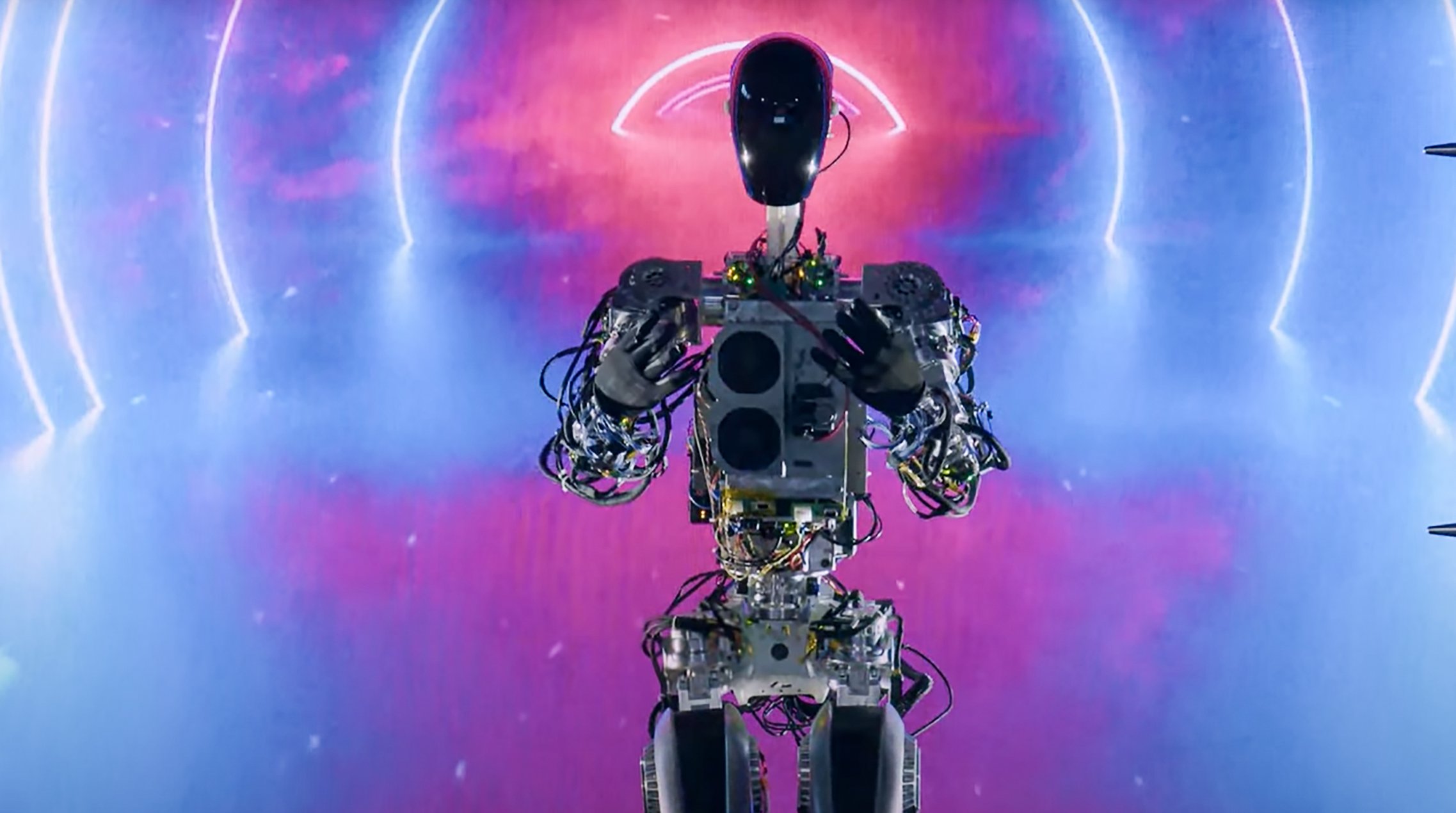 A humanoid robot dubbed Optimus 30 seen at a Tesla AI day in Palo Alto, California, in 2022. Photo / Supplied 
