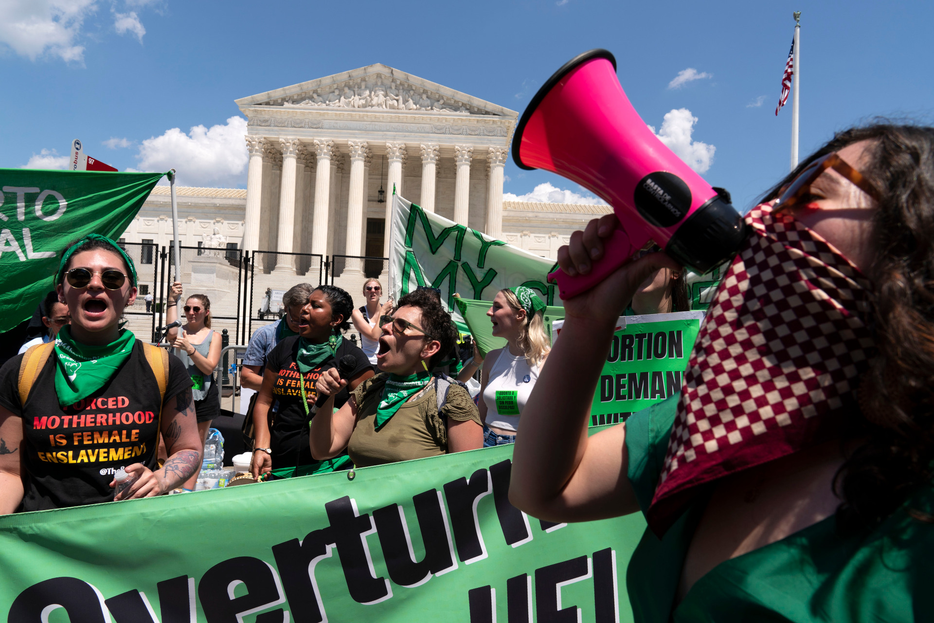 Abortion-rights activists protest outside the Supreme Court in Washington on June 25. Photo / AP