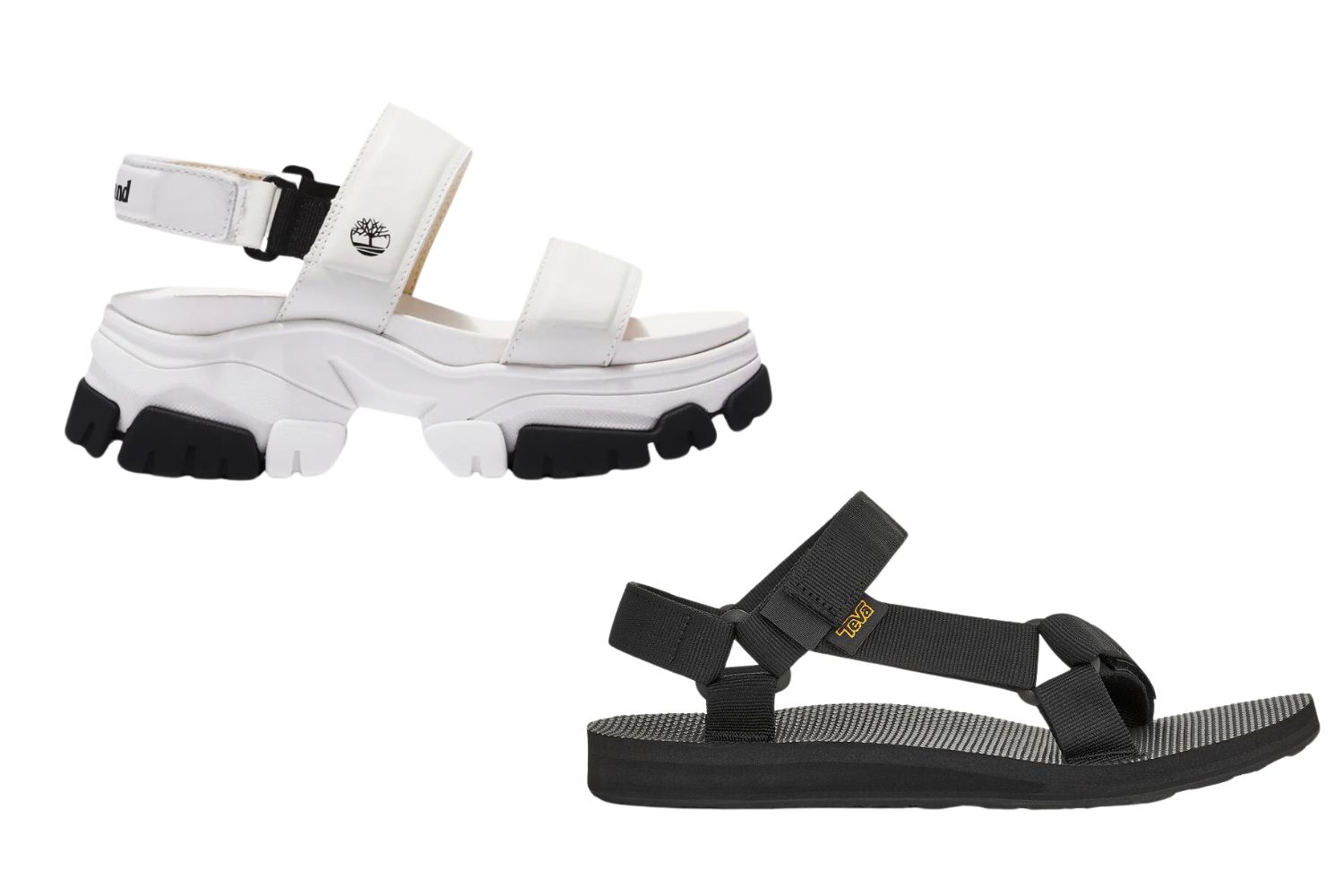 Timberland’s Adley Way Sandals and Teva’s Original Universal style sandals.