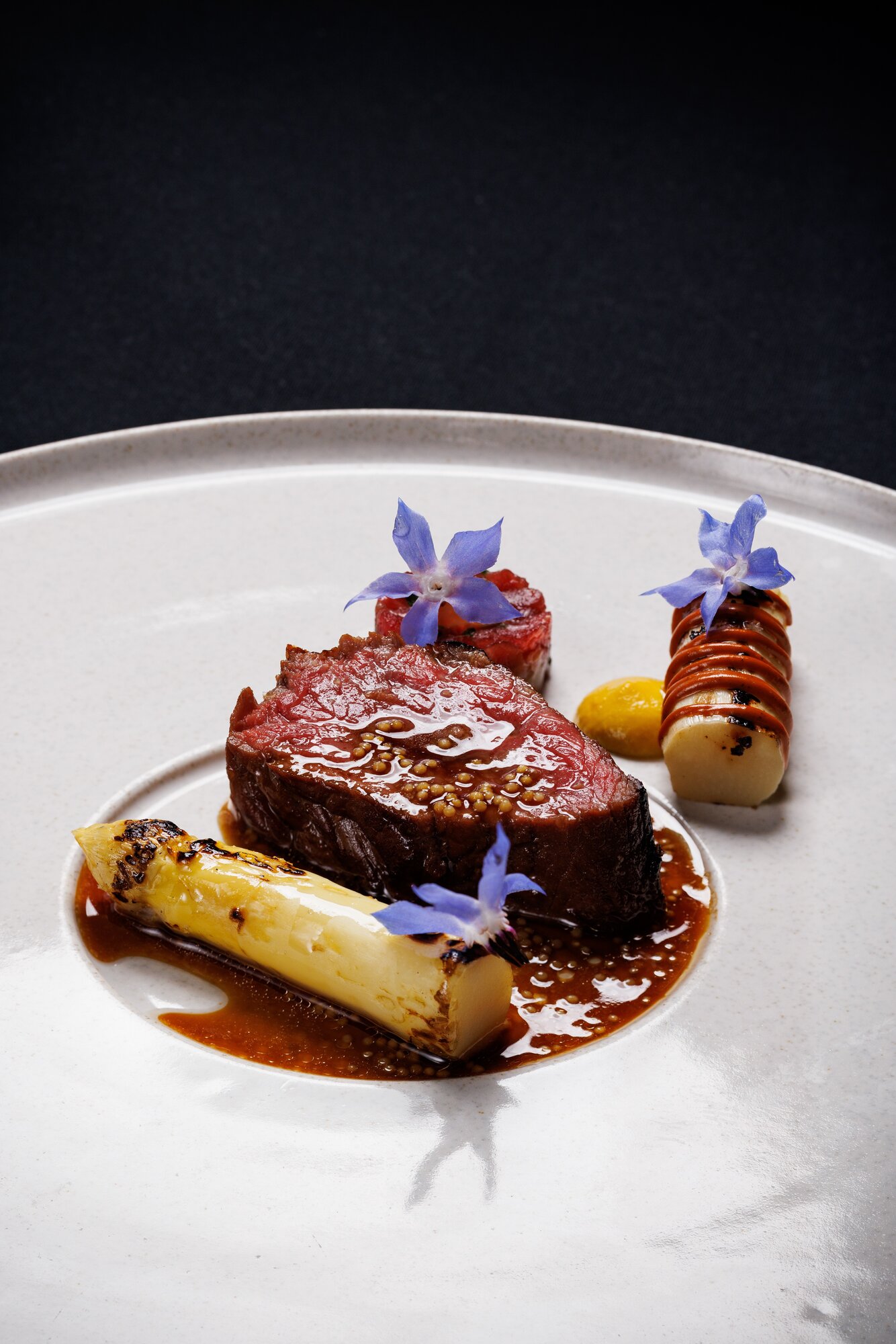 Paris Butter's beef, white asparagus and hemp. Photo / Babiche Martens