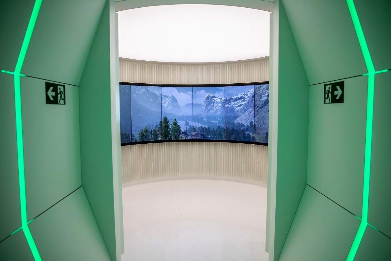 The entry to RocketWerkz' spaceship-themed office on the top two floors of the new PwC office tower at Commercial Bay. Photo / Michael Craig