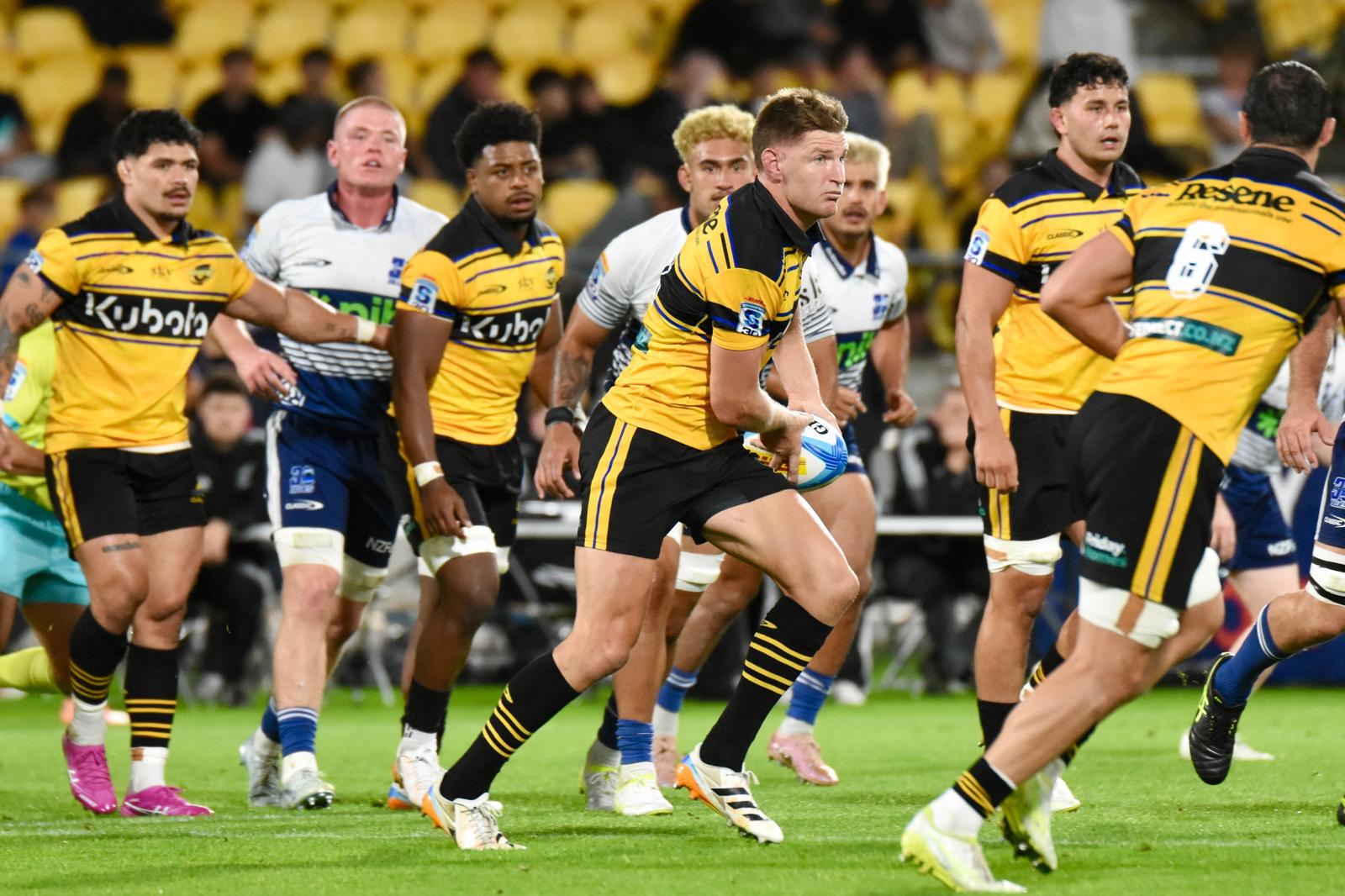 Jordie Barrett in action against the Blues. Photo / Brad Roberts