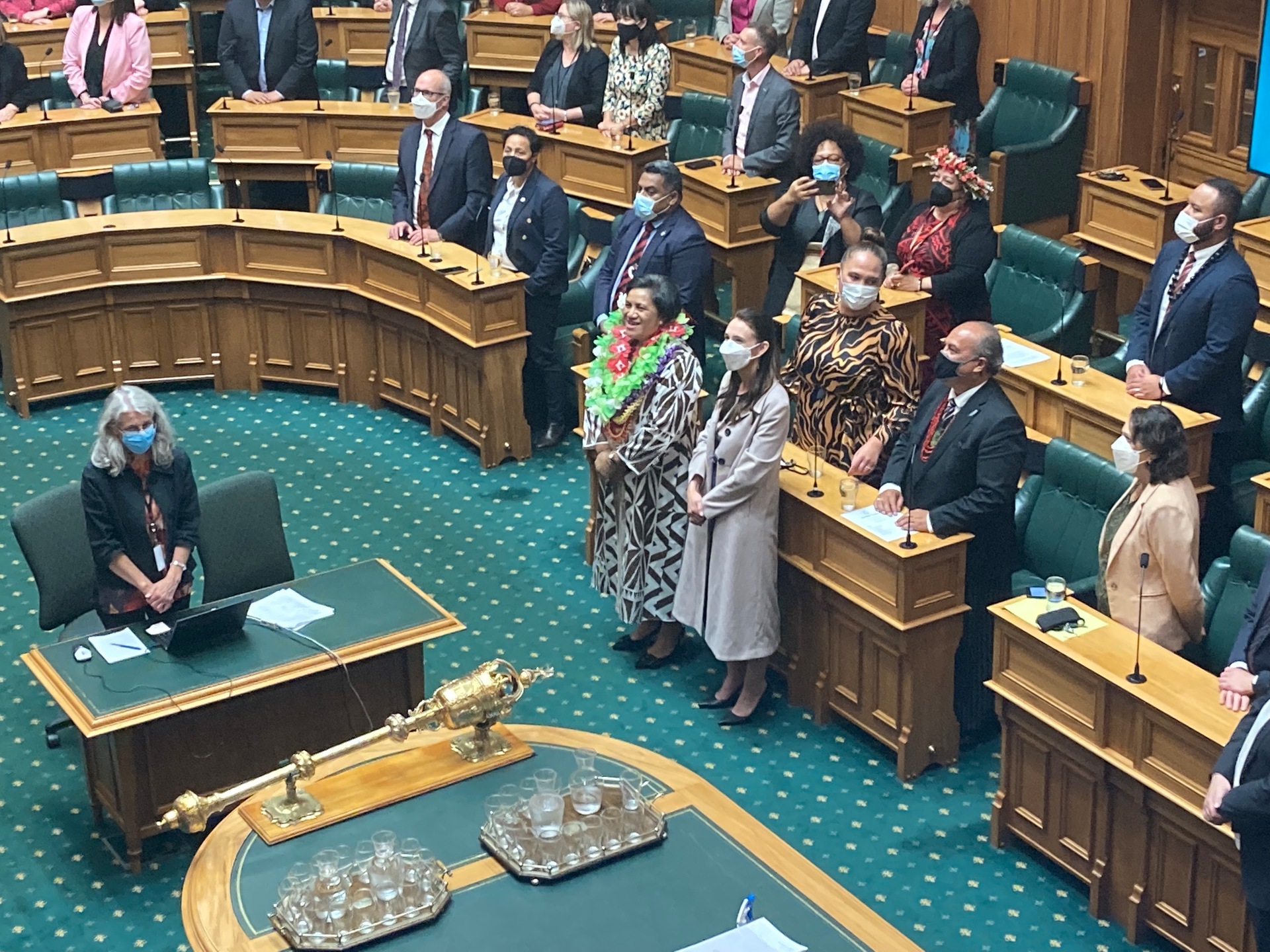 Lemauga Lydia Sosene alongside then Prime Minister Jacinda Ardern after giving her maiden speech last year. Photo / Michael Neilson