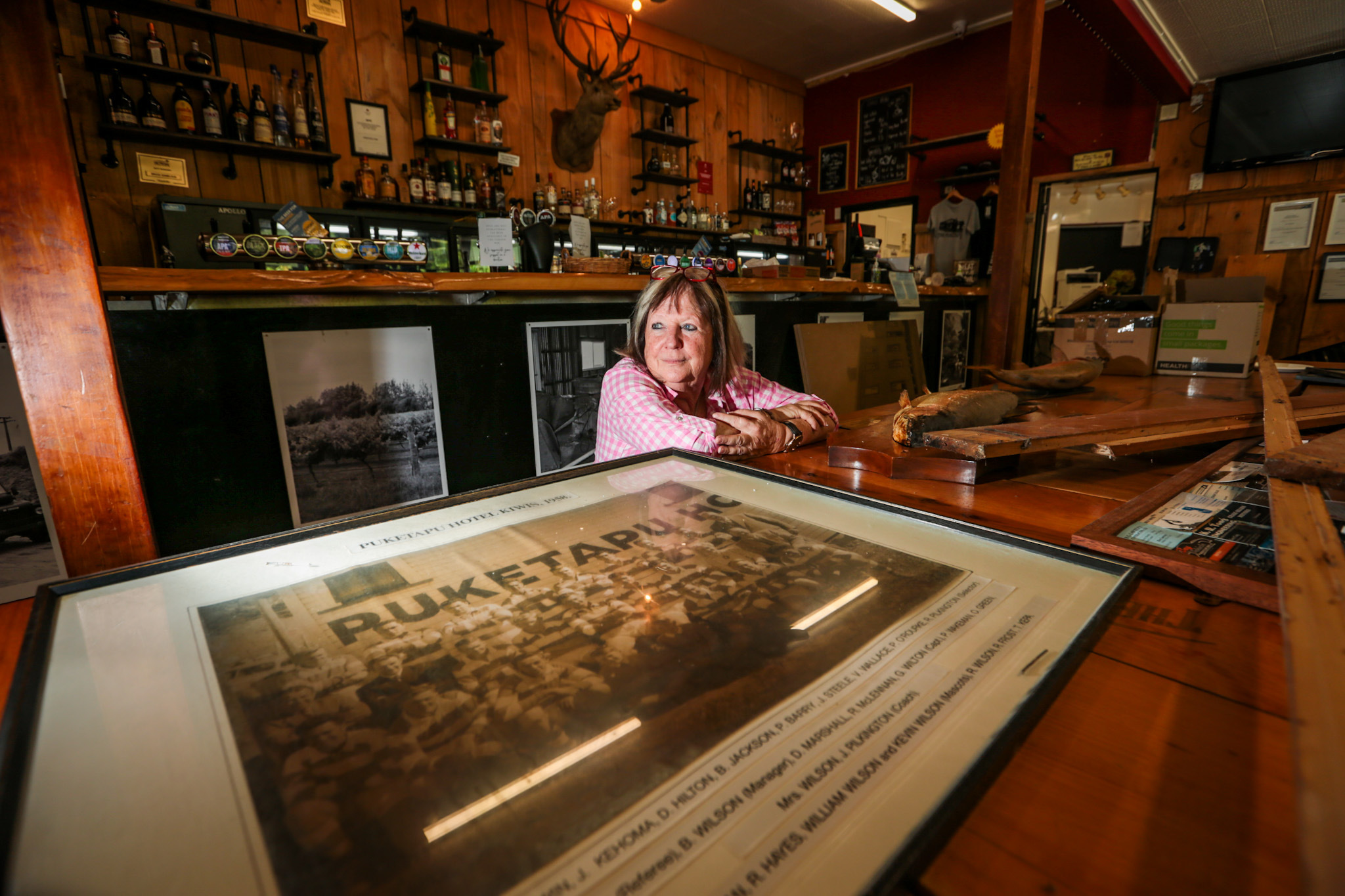 The Puketapu owner Mary Danielson inside the iconic pub. Photo / Paul Taylor