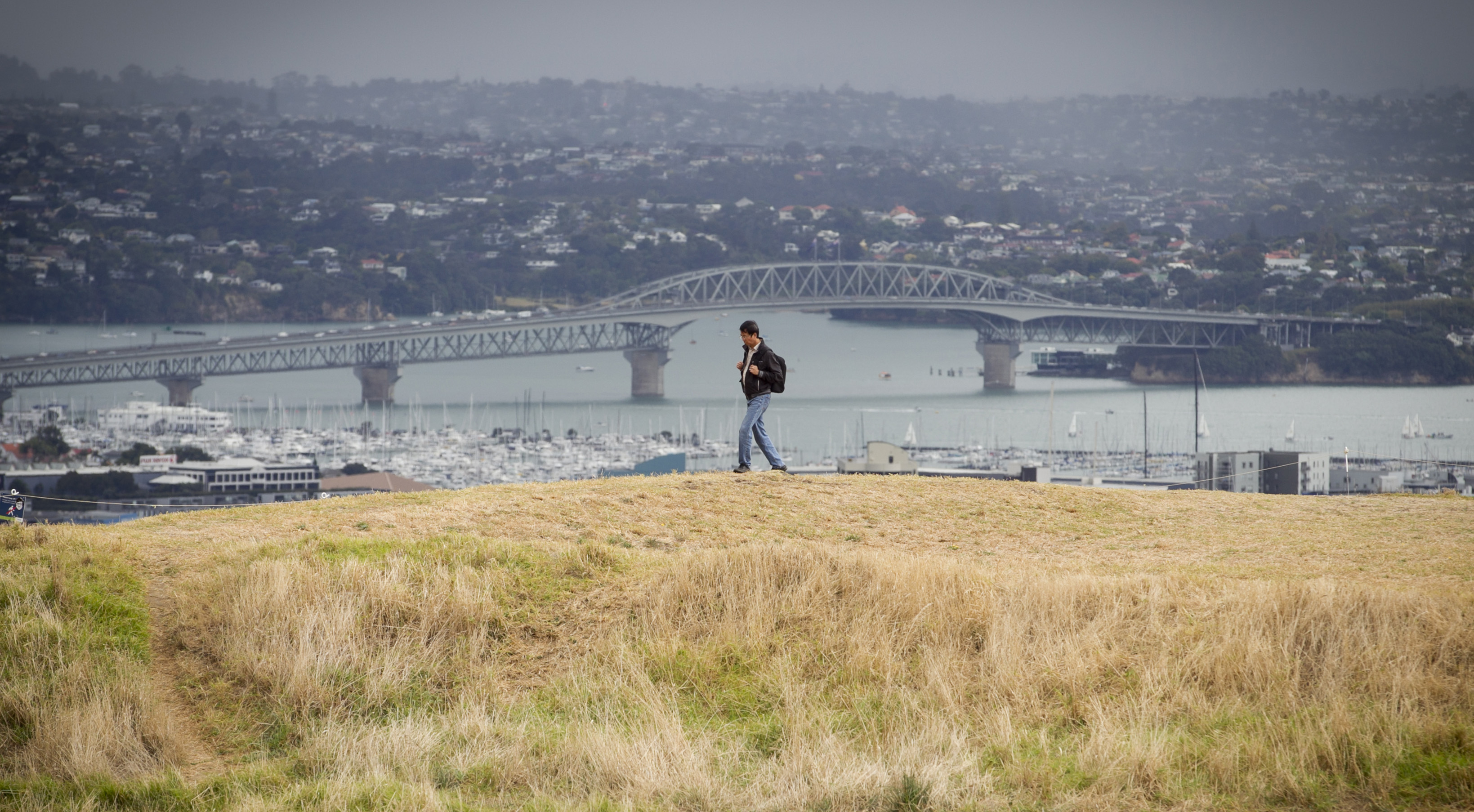 The parched summit of Mt Eden. Much-needed rain is on the way for Auckland. Photo / Natalie Slade