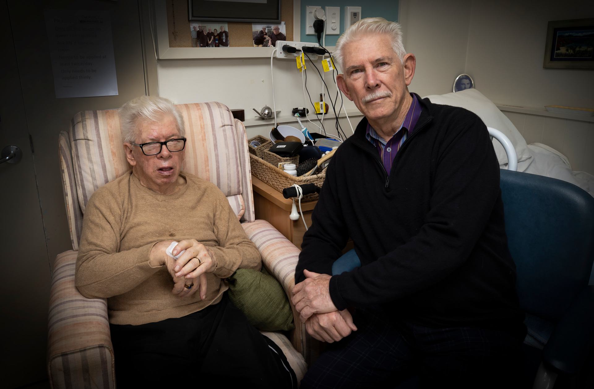 Michael (left), who has Parkinson's disease, had been growing more and more anxious as they wait for a vaccine grew longer, until late last week. Photo / Brett Phibbs