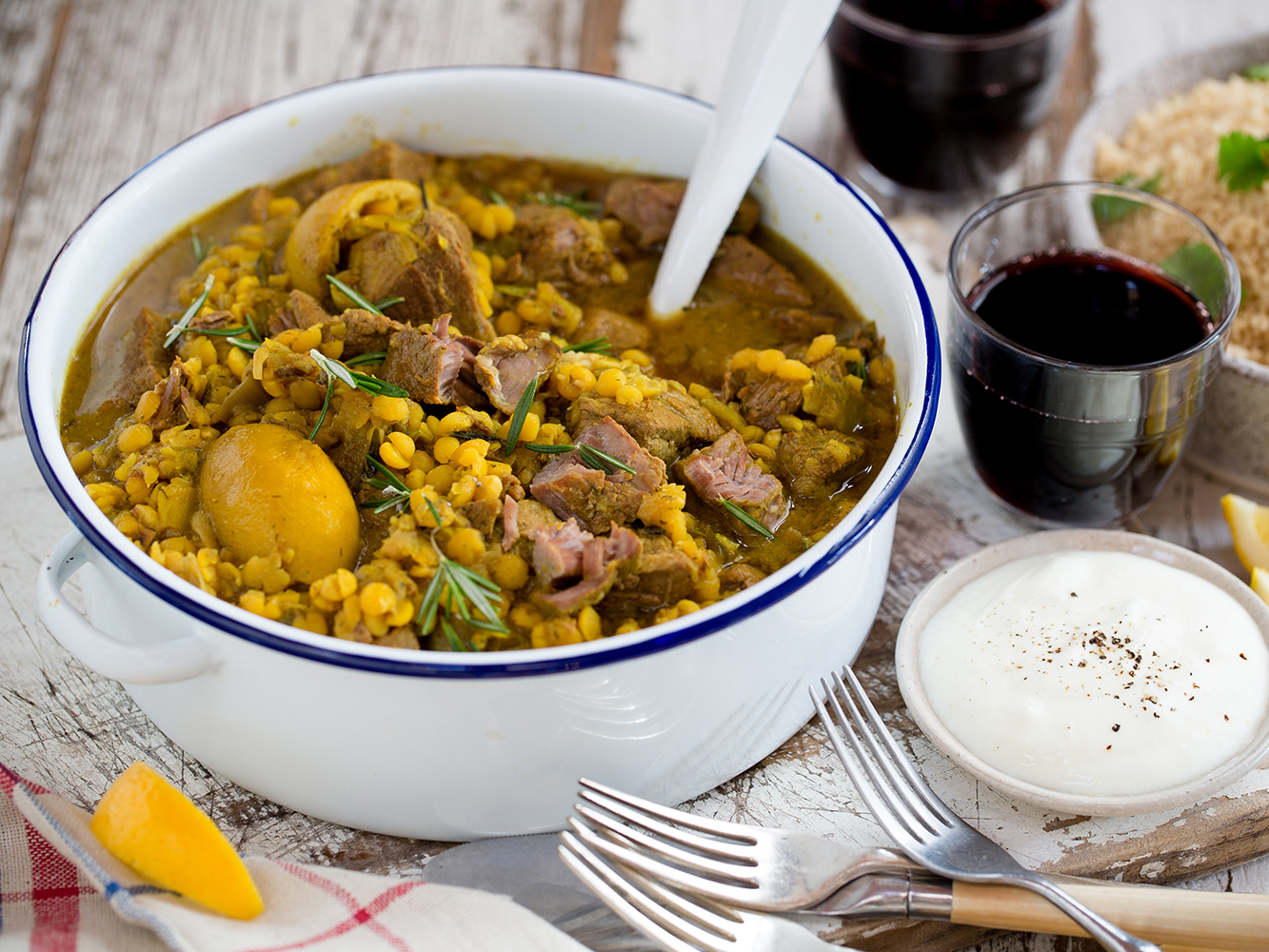 Lamb and split pea Persian stew, best served with a side of fluffy couscous and green vegetables. Picture / Babiche Martens