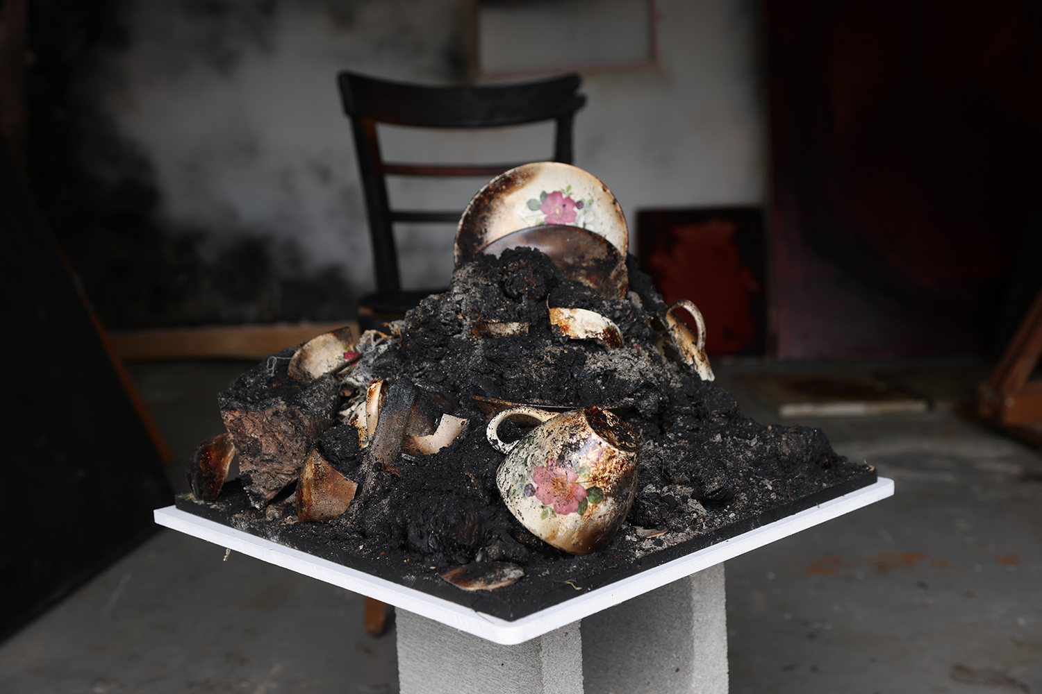 A segment of Inga’s charred work for her post-graduate show. Photo / Ginny Fisher
