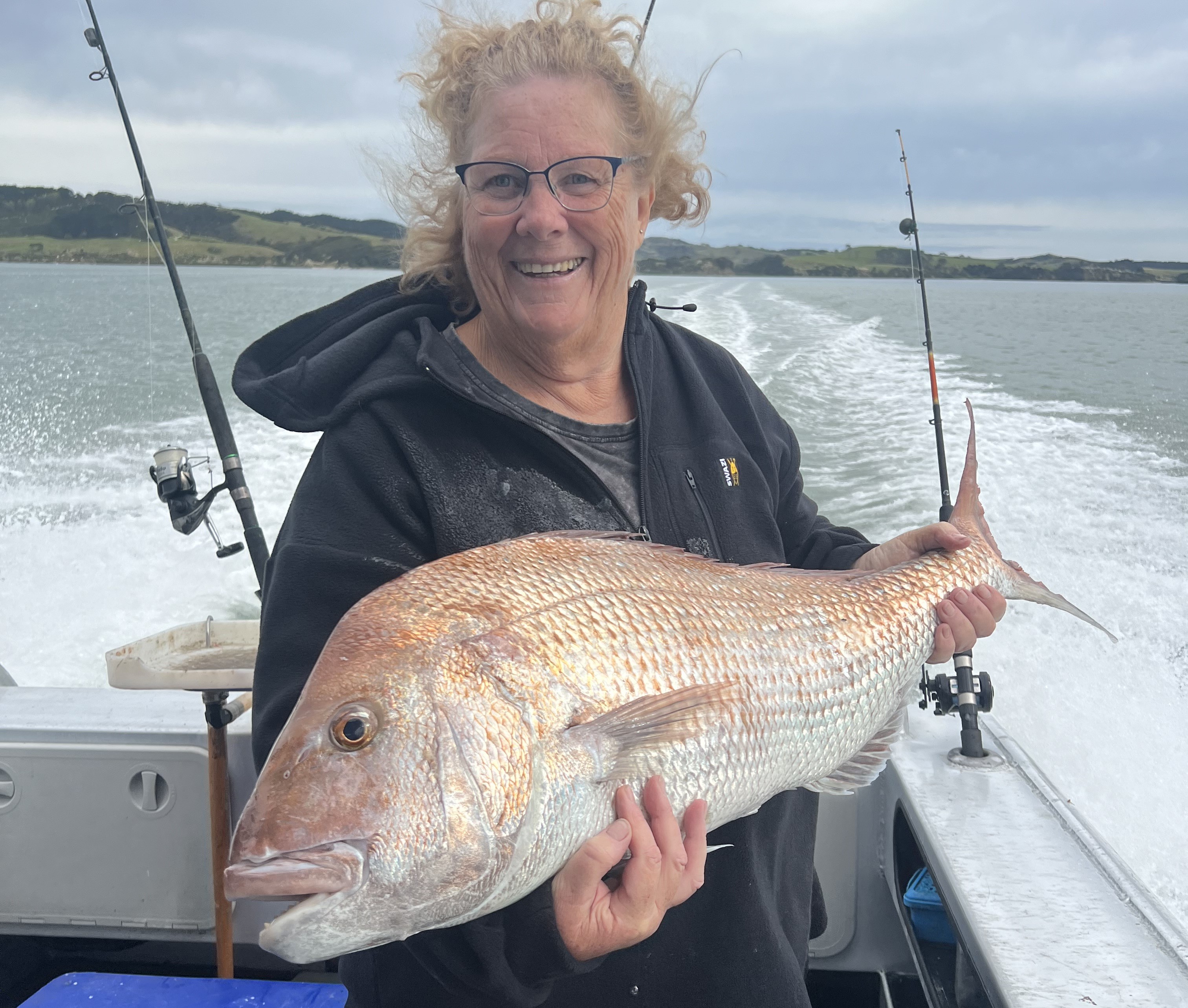 Steph Treadwell normally catches fat and healthy snapper on Kaipara Harbour, like the one pictured, but she is concerned two out of the nine snapper she caught last Saturday were sick like zombies.
