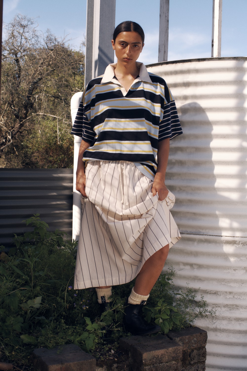 The Line-up jersey is one of Dayne's favourite pieces from his debut collection for Kowtow. Photo / James Tolich