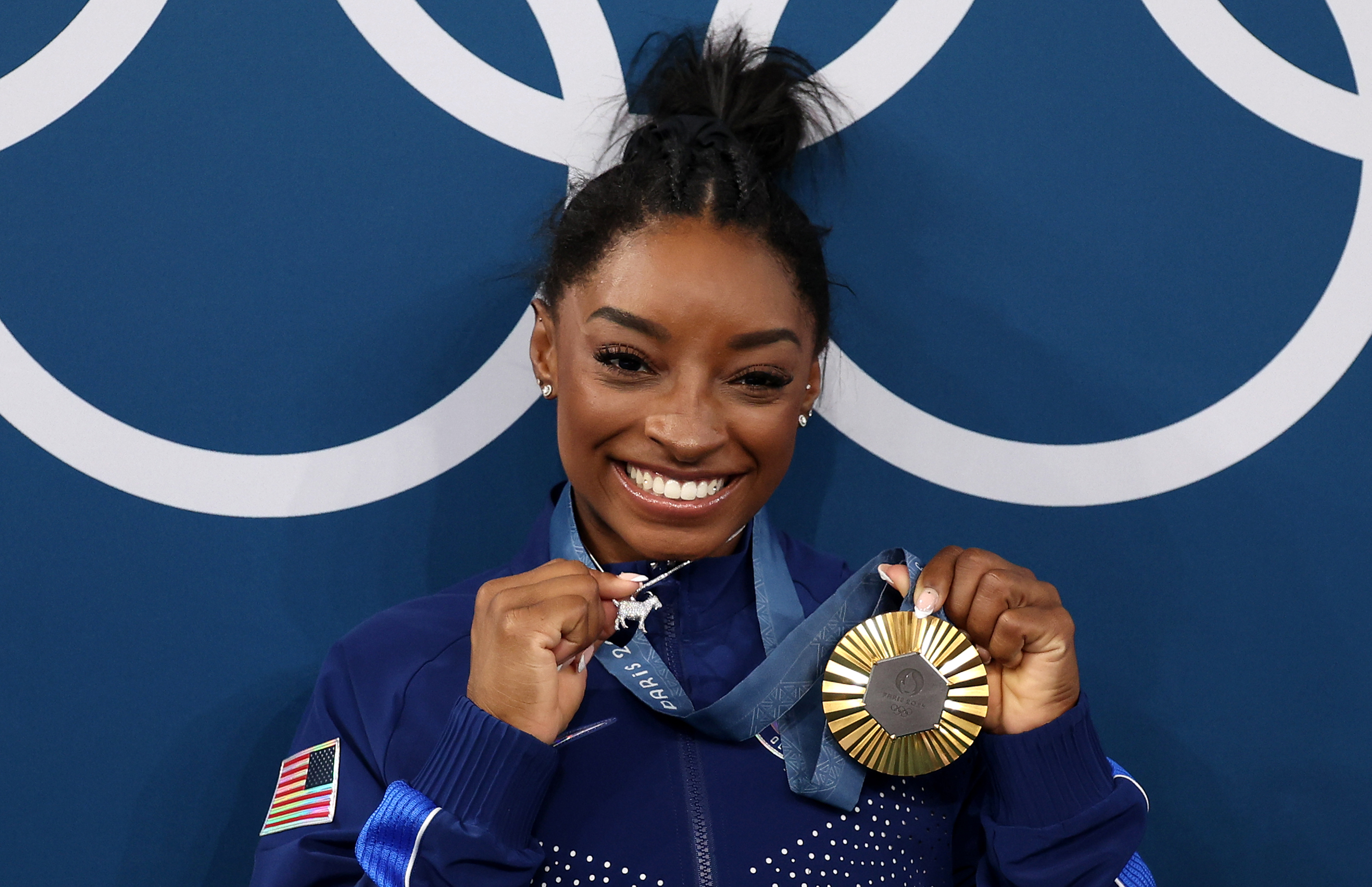 Three-time Paris Olympics gold medallist Simone Biles (USA) revealed she was overwhelmed with anxiety due to the attention of fellow athletes in the Olympic Village. Photo / Getty Images