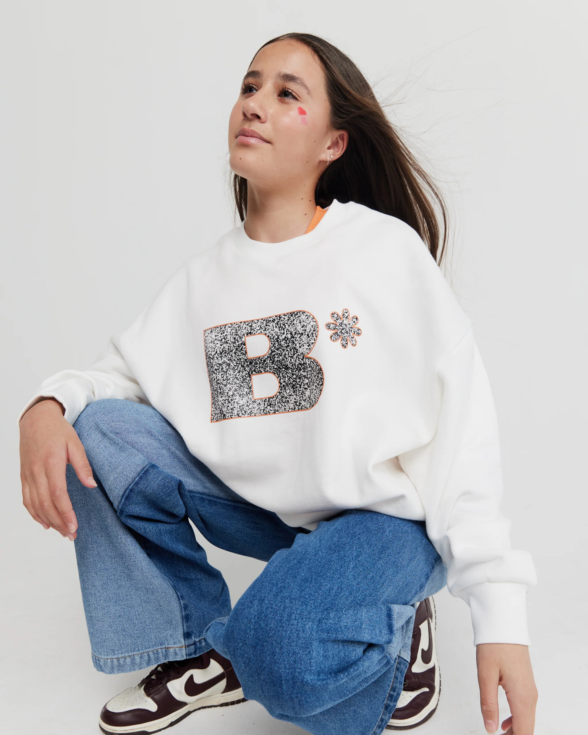 Oversize B* printed crew.