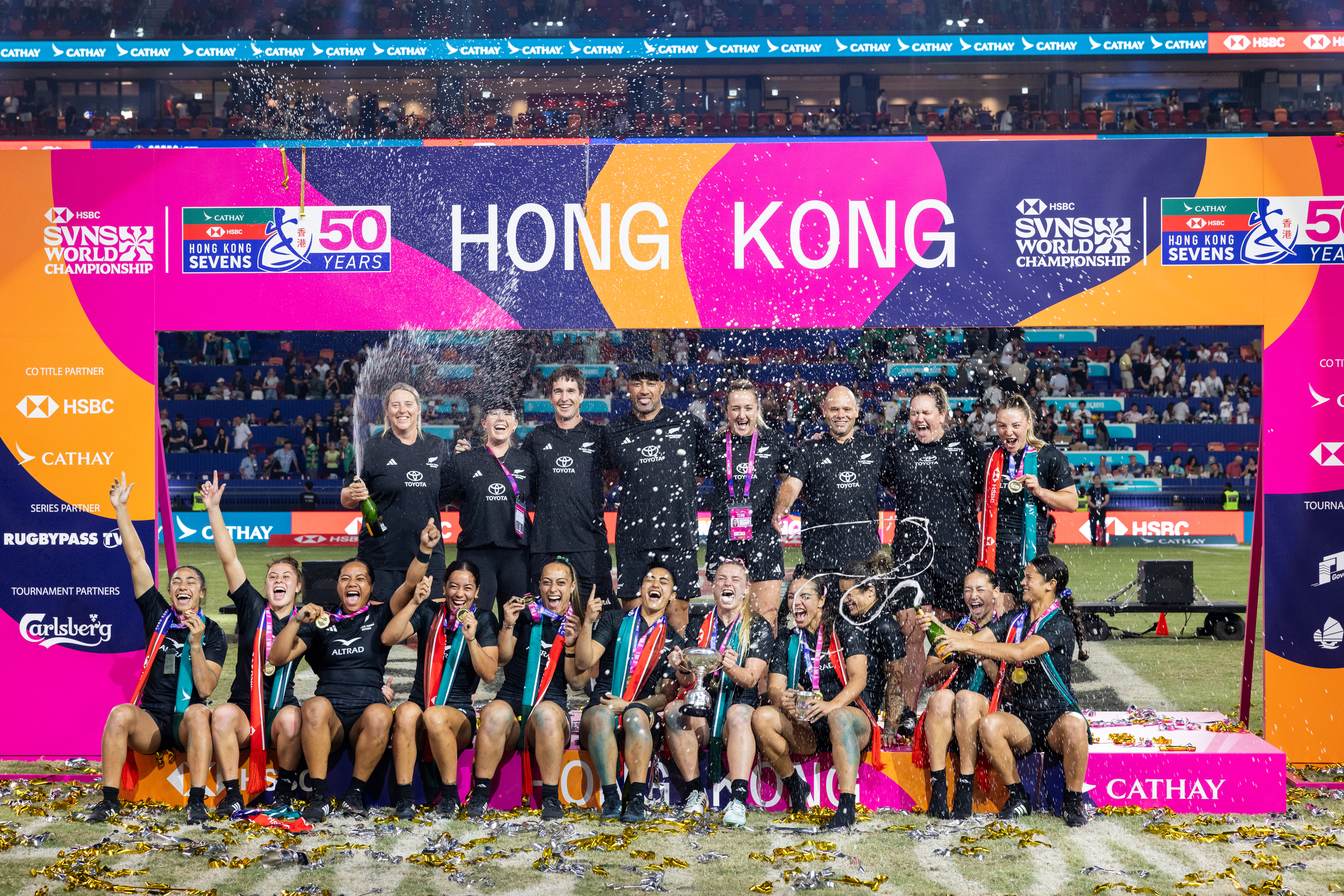 The Black Ferns Sevens won their fourth Hong Kong tournament in a row. Photo / Photosport