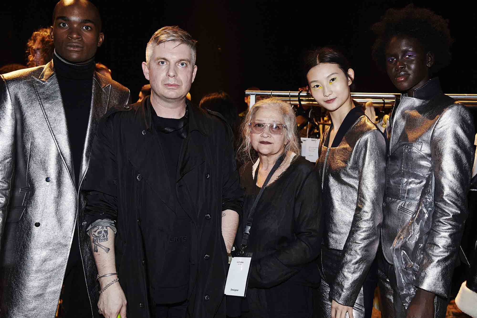 Zambesi's Dayne Johnston and Elisabeth Findlay backstage with models from their 2019 New Zealand Fashion Week show. Photo / Supplied