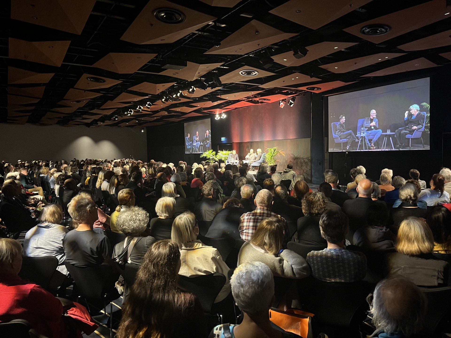 Steve Braunias, Jared Savage and Benedict Collins held the crowd captive at the Auckland Writers Festival. Photo / Auckland Writers Festival