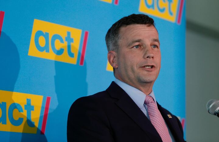 David Seymour delivering his State of the Nation speech. Photo / Alex Burton