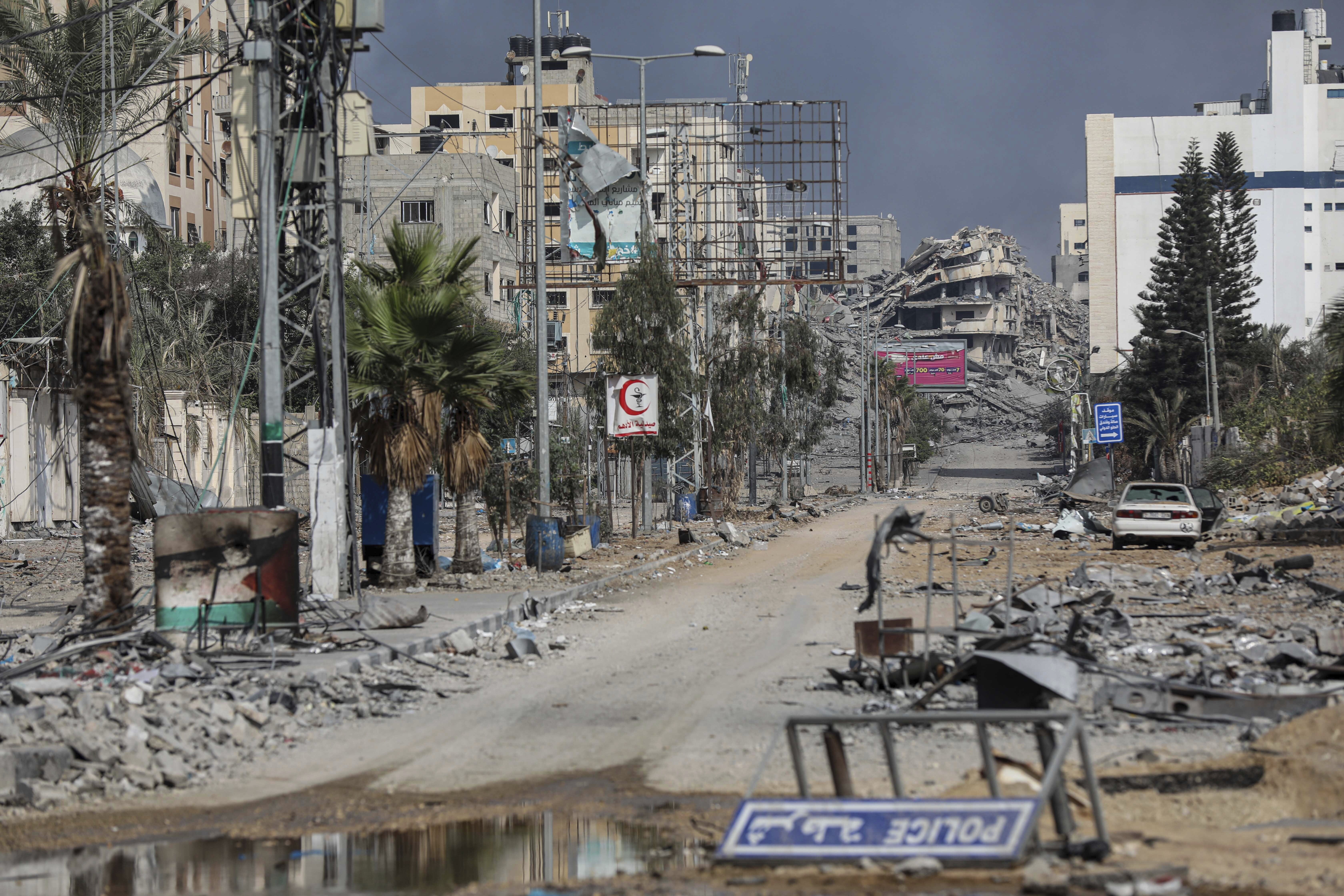 Destroyed buildings caused by the ongoing Israeli airstrikes on Gaza City, pictured yeserday. Photo / AP
