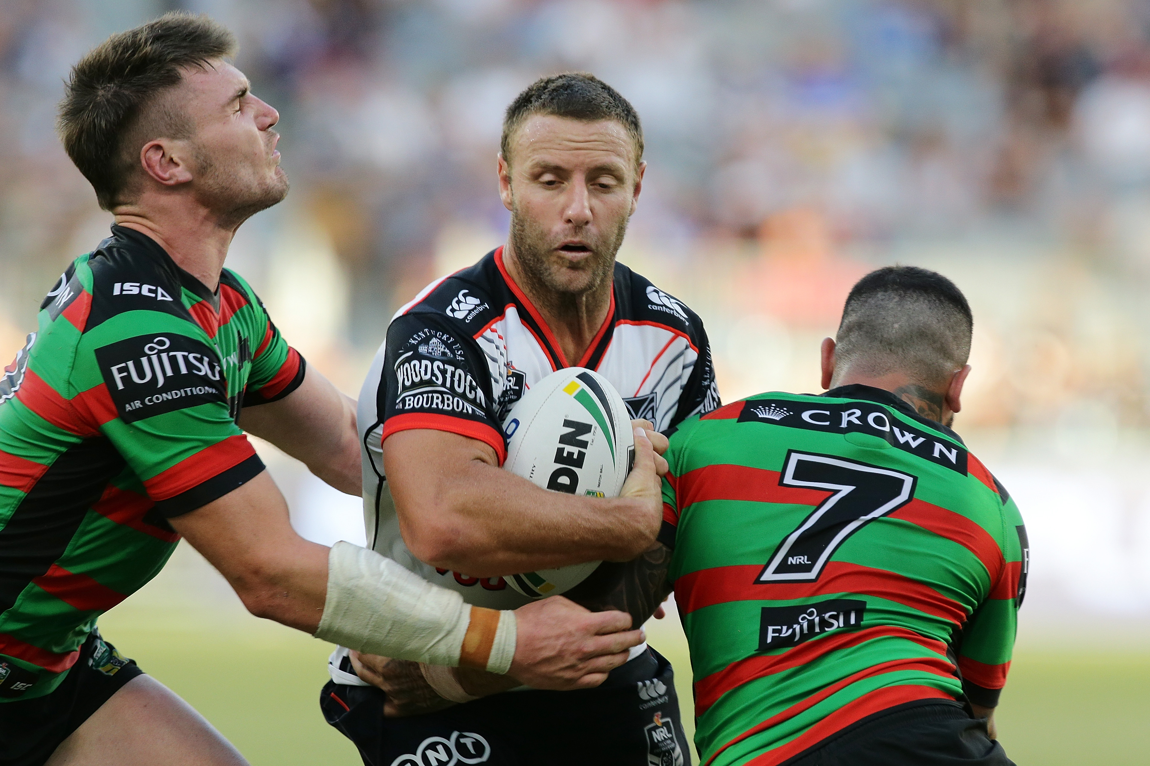 New Warriors five-eighth Blake Green combined well with Johnson. Photo / Getty Images.