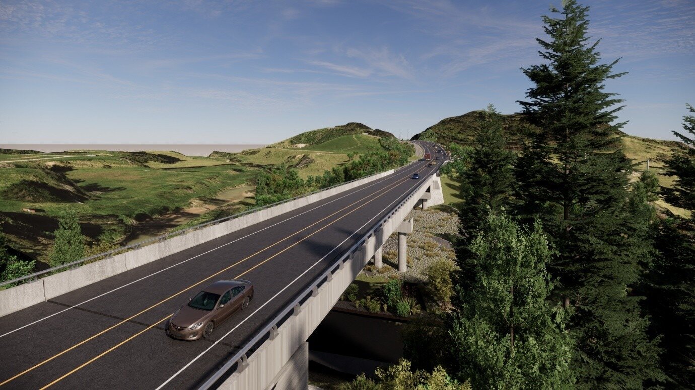 An artist’s impression of the Ōmanawa Bridge for the SH29 Tauriko West Road of National Significance.
