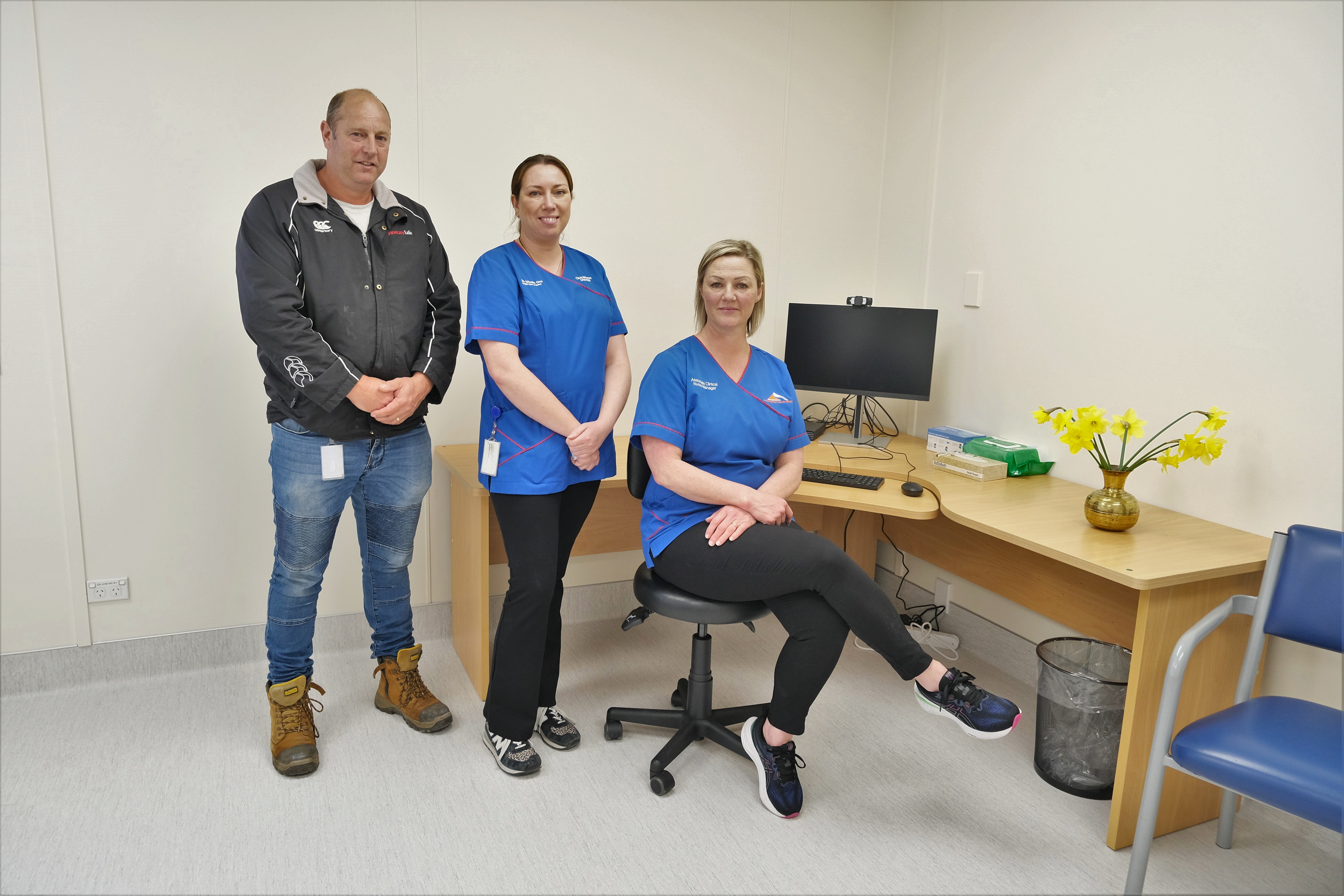 Te Whatu Ora Lakes works manager Kerry Laing (left), clinical nurse manager of outpatients Casey Kiernan, and associate clinical nurse manager Cilla McClay in one of the new outpatient clinic rooms at Taupō Hospital.