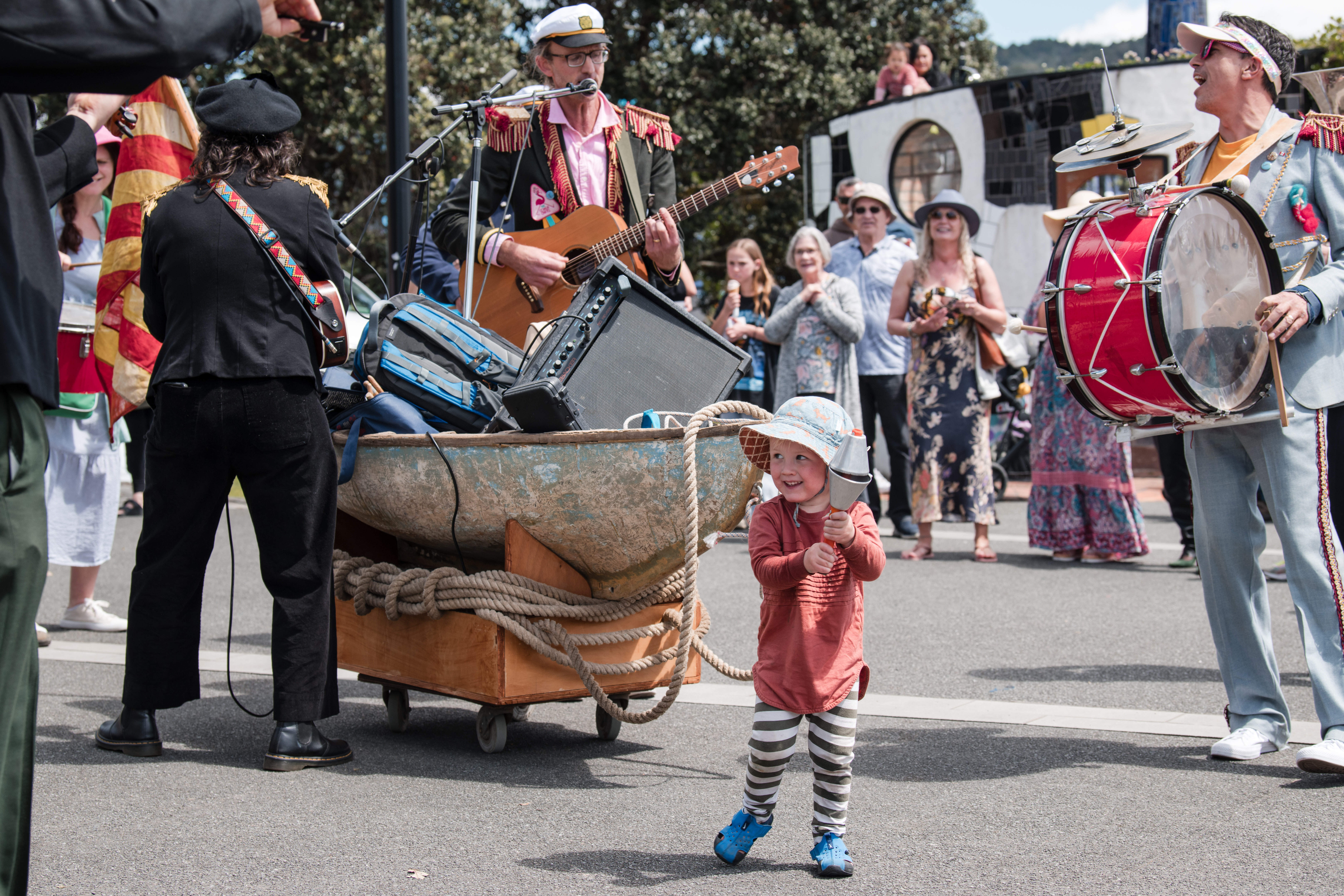 Roving band Mermaid Bait sang sea shanties, adding colour to the hugely popular festival. Photo / Whangārei Maritime Festival