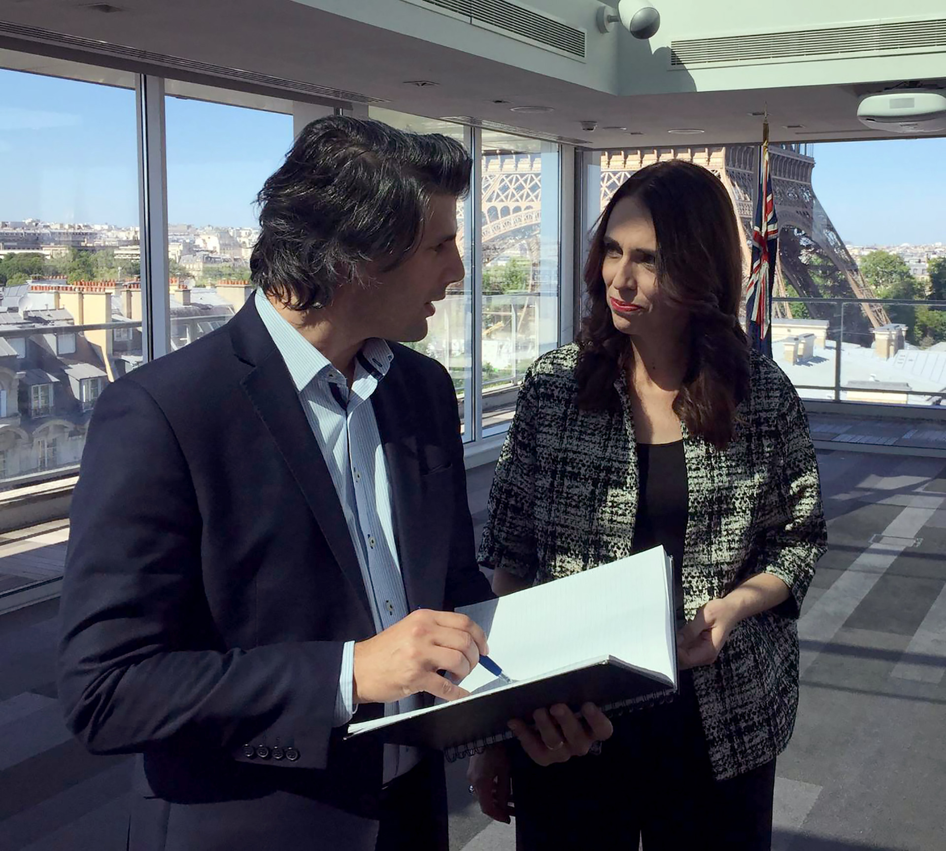Jacinda Ardern with her chief of staff Raj Nahna. Photo / Derek Cheng