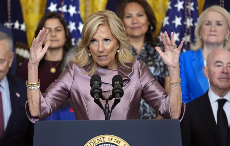 First Lady Jill Biden has been on a fundraising mission of her own. Photo / AP