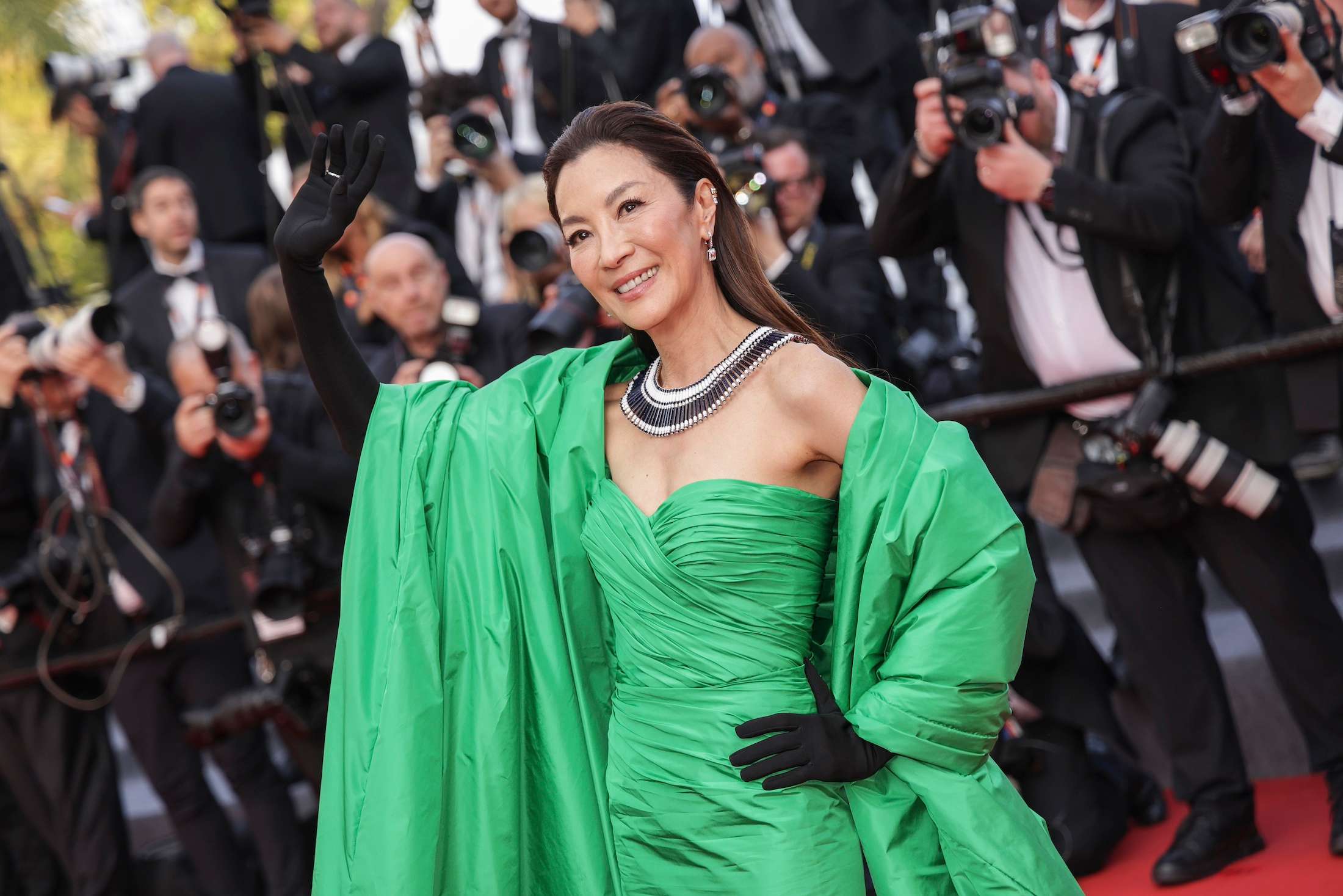 Michelle Yeoh walks the red carpet at the Cannes Film Festival in 2023. Photo / AP
