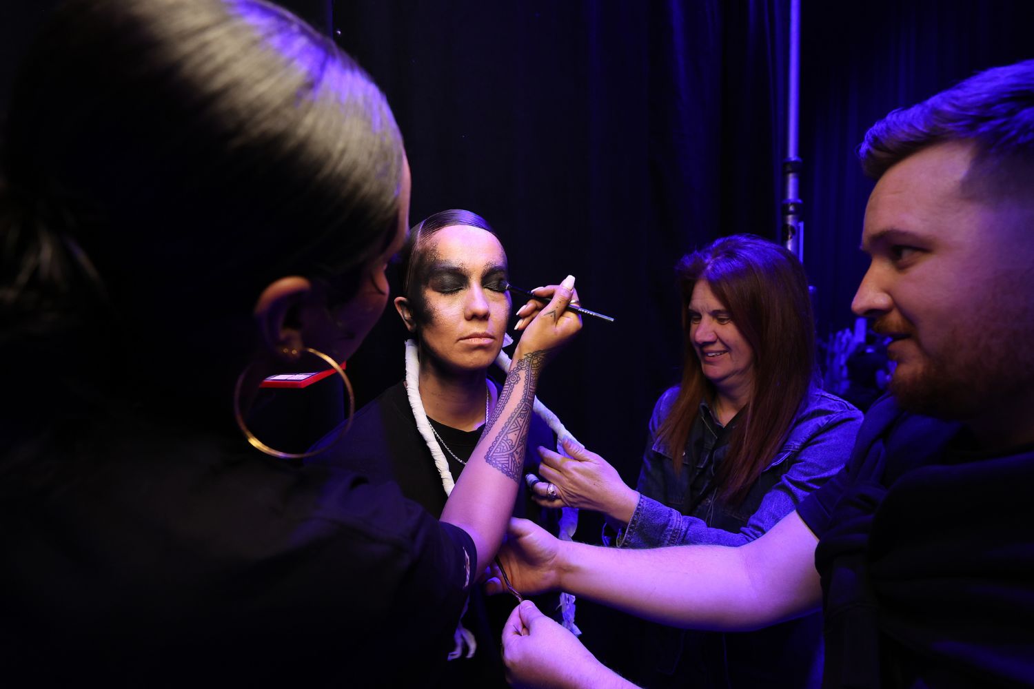 Sara Allsop, far right, was the hair maestro behind a handful of hair looks last week. Photo / Getty Images