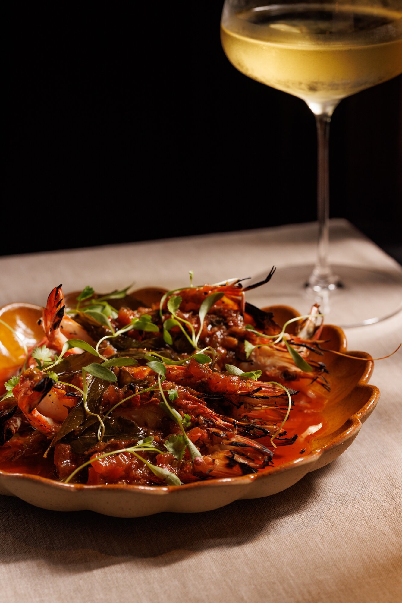 The prawn ghee roast from Aarth, served with vanilla ghee and curry leaf. Photo / Babiche Martens