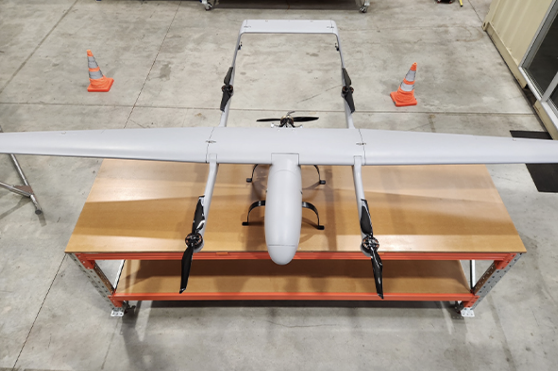 The SA5 UAS (Uncrewed Aircraft System). Like all Syos drones, the number - in this case 5 - designates how many kilos of payload it can carry. The SA5 can fly for 8 to 10 hours and, like all of the company's air, and and sea drones, can be controlled as part of a swarm.