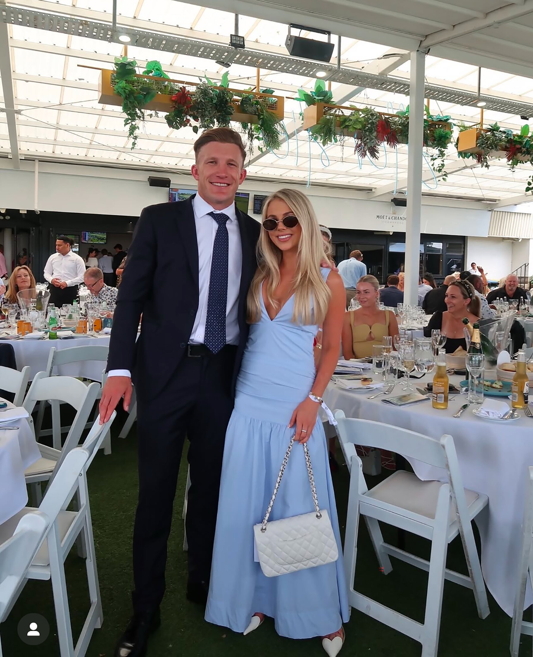 Damian McKenzie and Georgia O'Sullivan at the Ellerslie races on Boxing Day.
