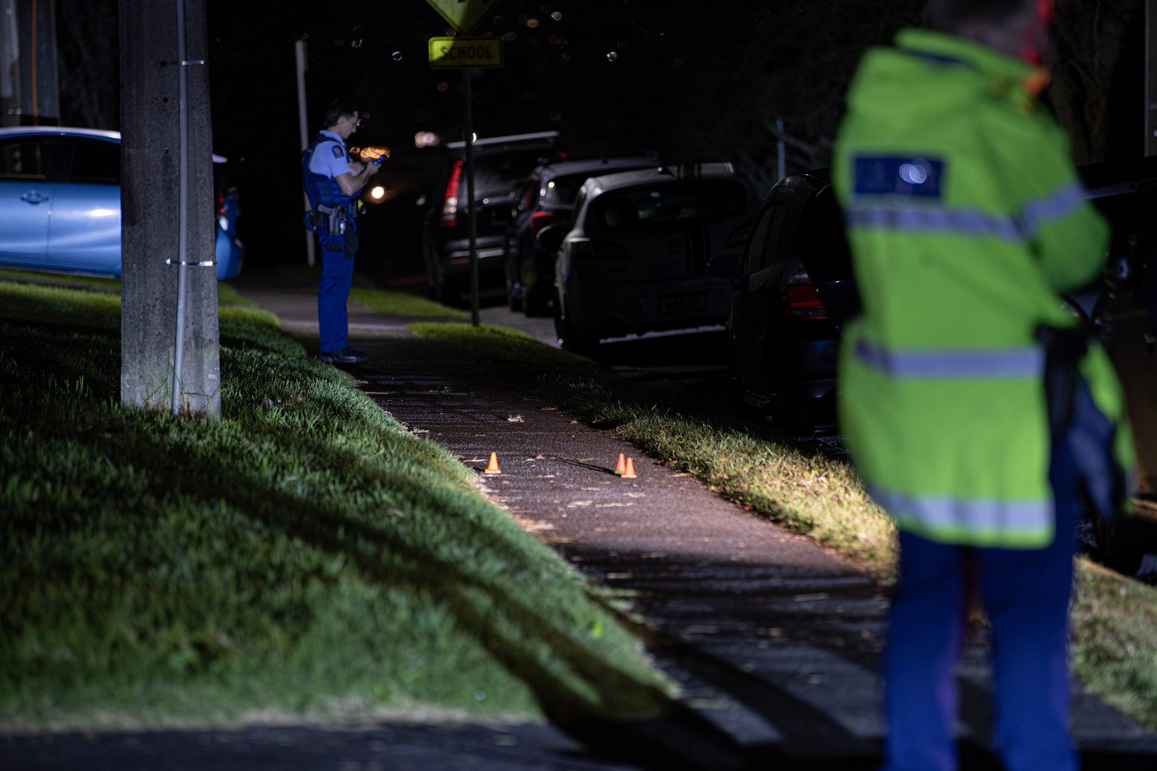 Part of the footpath was closed off as police continued their investigation. Photo / Hayden Woodward