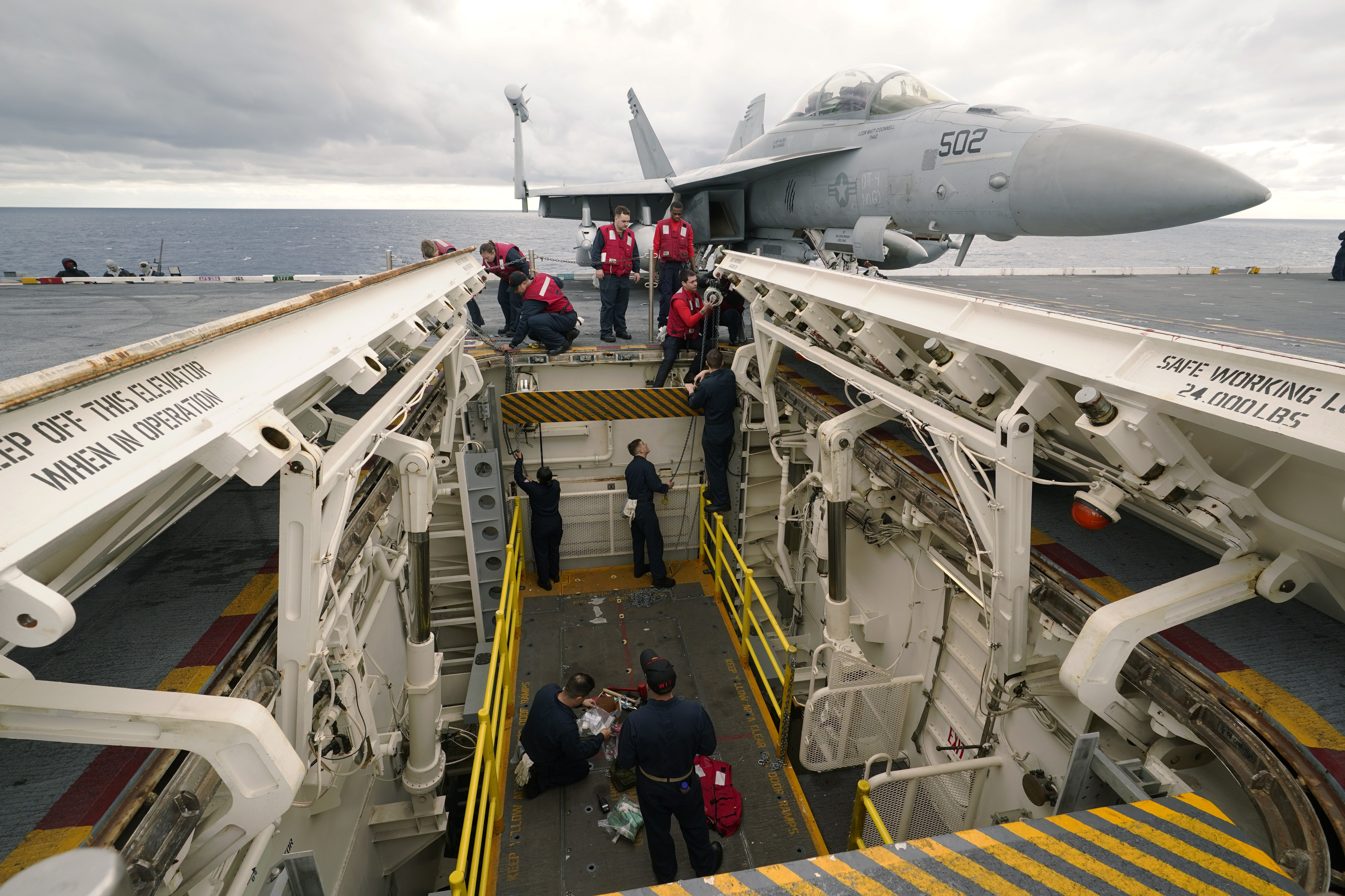 The USS Gerald R. Ford aircraft carrier, accompanied by cruisers and destroyers, is in the eastern Mediterranean in a show of force by the US. Photo / AP