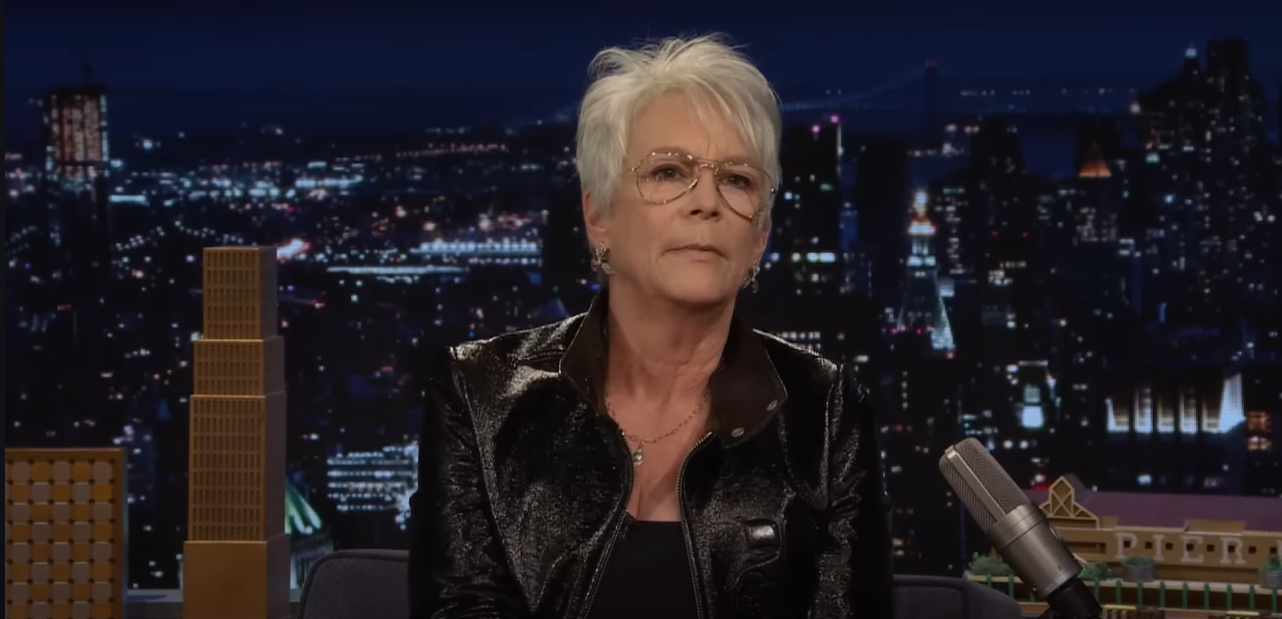 Jamie Lee Curtis became emotional during a TV interview. Photo / The Tonight Show Starring Jimmy Fallon