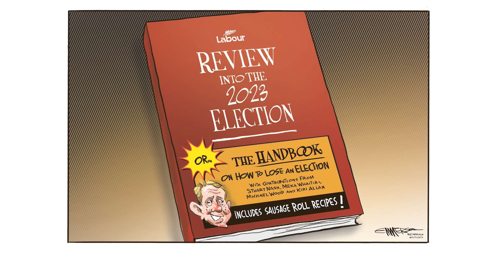 NZ Labour and Chris Hipkins to review what led to the disastrous 2023 election result. Illustration / Rod Emmerson