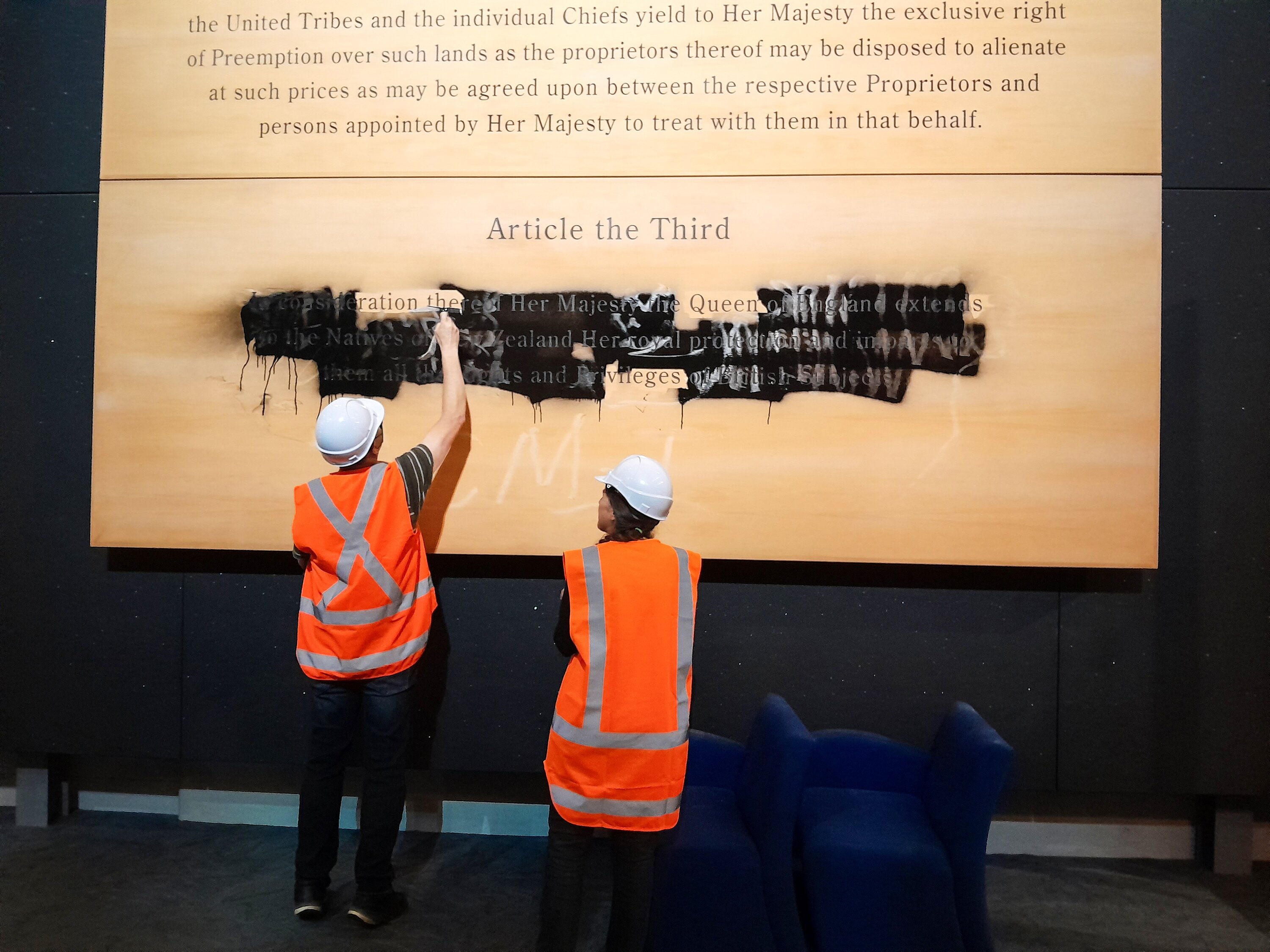 A protest at Te Papa Museum in Wellington. Photo /  National Iwi Chairs Forum

