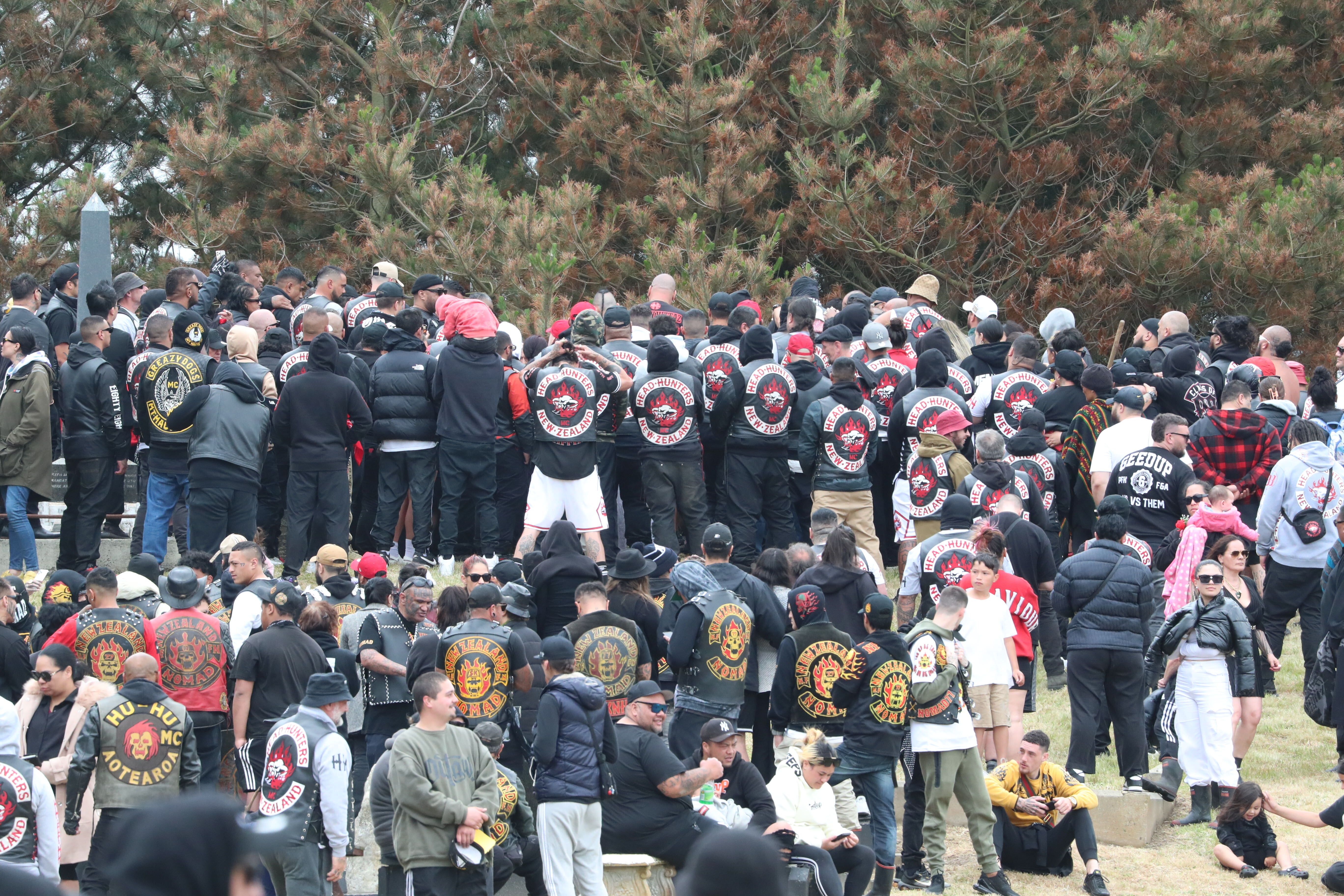 Gang members have gathered at Motuiti Marae urupā at Hīmatangi for the burial. Photo / Bevan Conley