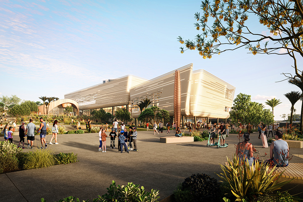 An updated artist's impression of Tauranga's future civic whare, exhibition centre and museum.jpg  Civic whare, exhibition centre and museum.