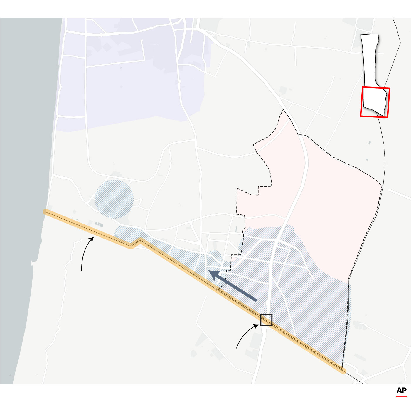 Israel’s military this week said it seized control of a strategic corridor along Gaza’s border with Egypt. Graphic / AP