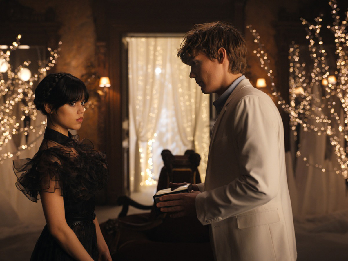 Jenna Ortega as Wednesday Addams and Hunter Doohan as Tyler Galpin in 'Wednesday'. Photo / Netflix