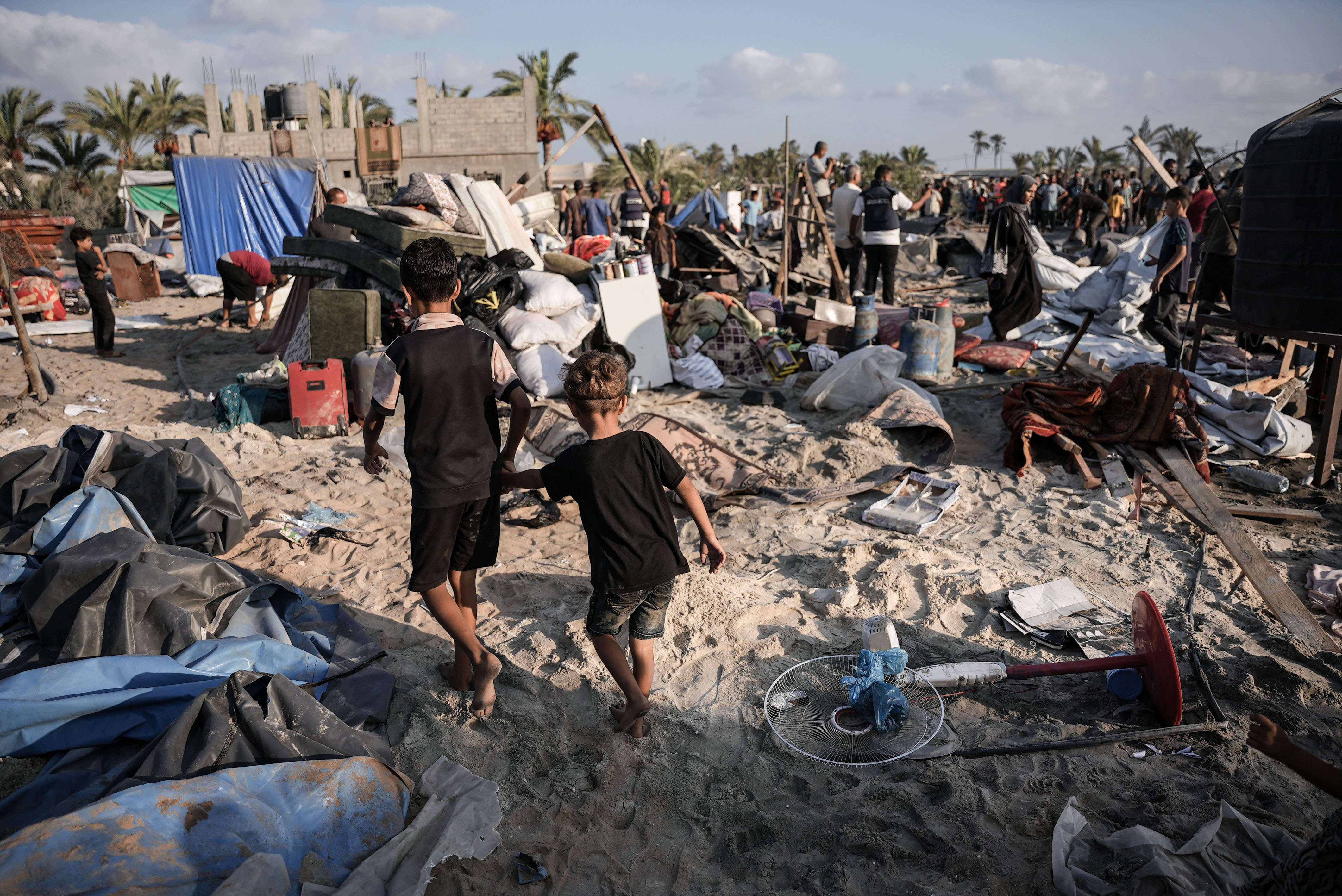 A view from the area after Israeli airstrikes on a tent encampment Khan Yunis, Gaza on September 10, 2024. Photo / Getty Images