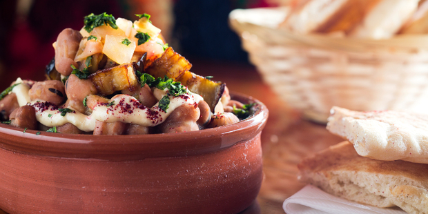 The fava bean side dish on the menu at middle Eastern restaurant Petra Shawarma in Kingsland. Photo / Babiche Martens